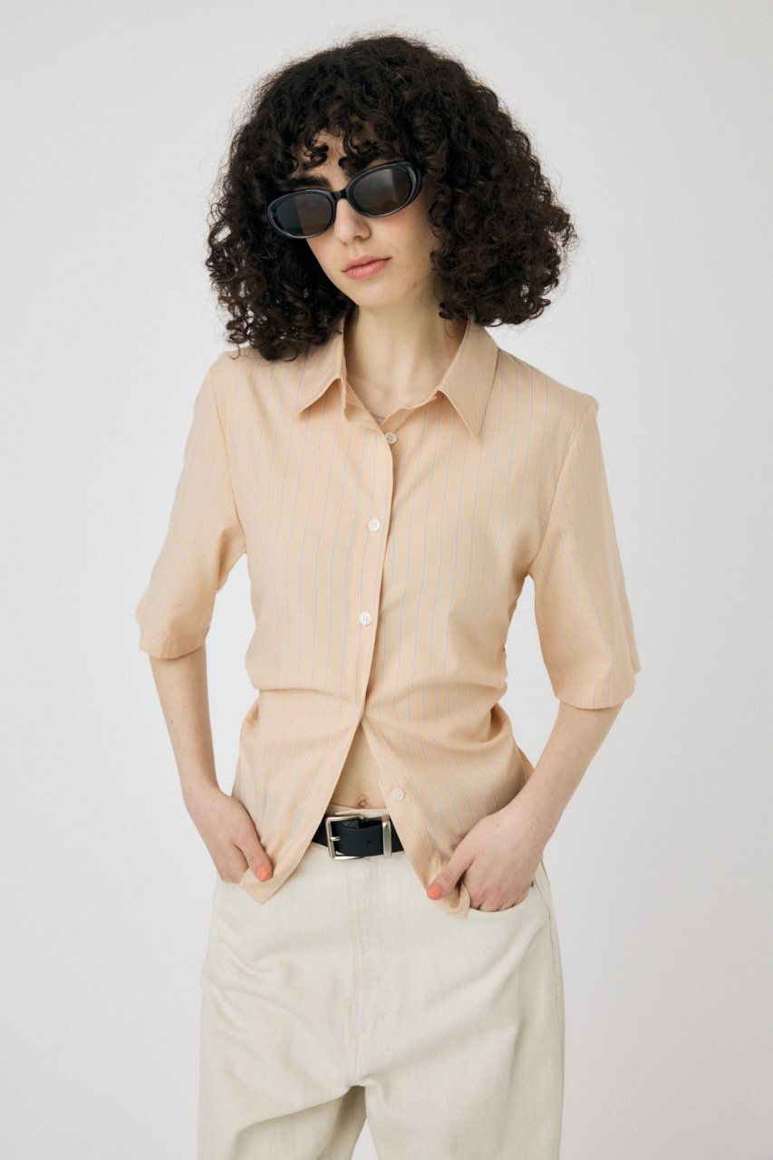 【SALE／50%OFF】MOUSSY STRIPE BACK LACE UP シャツ マウジー トップス シャツ・ブラウス ホワイト【..