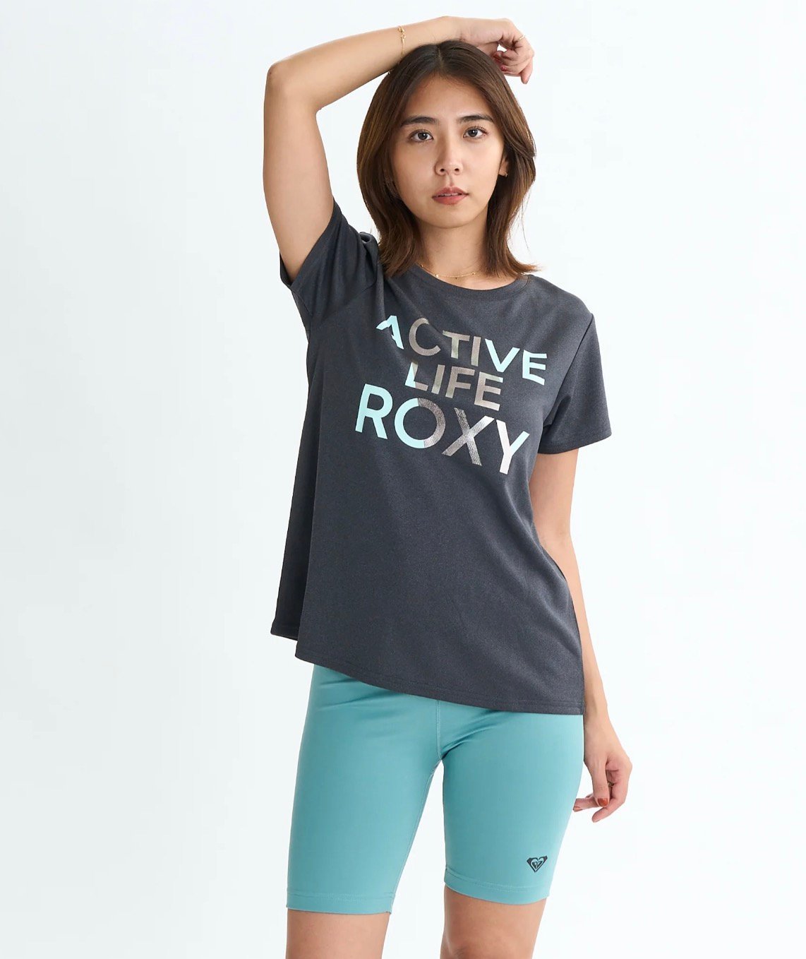 ROXY ACTIVE LIFE TEE ロキシー トップス カットソー・Tシャツ グレー ホワイト ブラック