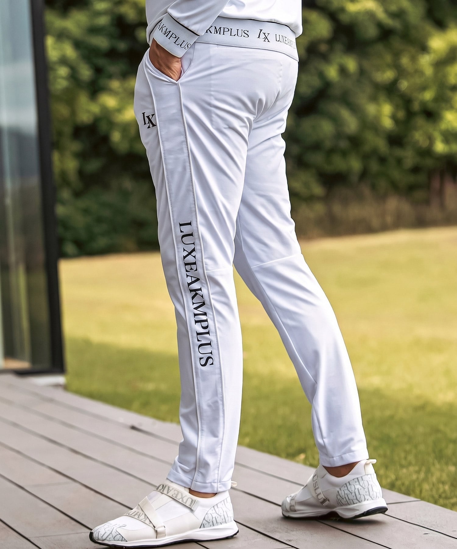 【SALE／30%OFF】LUXEAKMPLUS long pants シフォン パンツ その他のパンツ グレー ホワイト【送料無料】