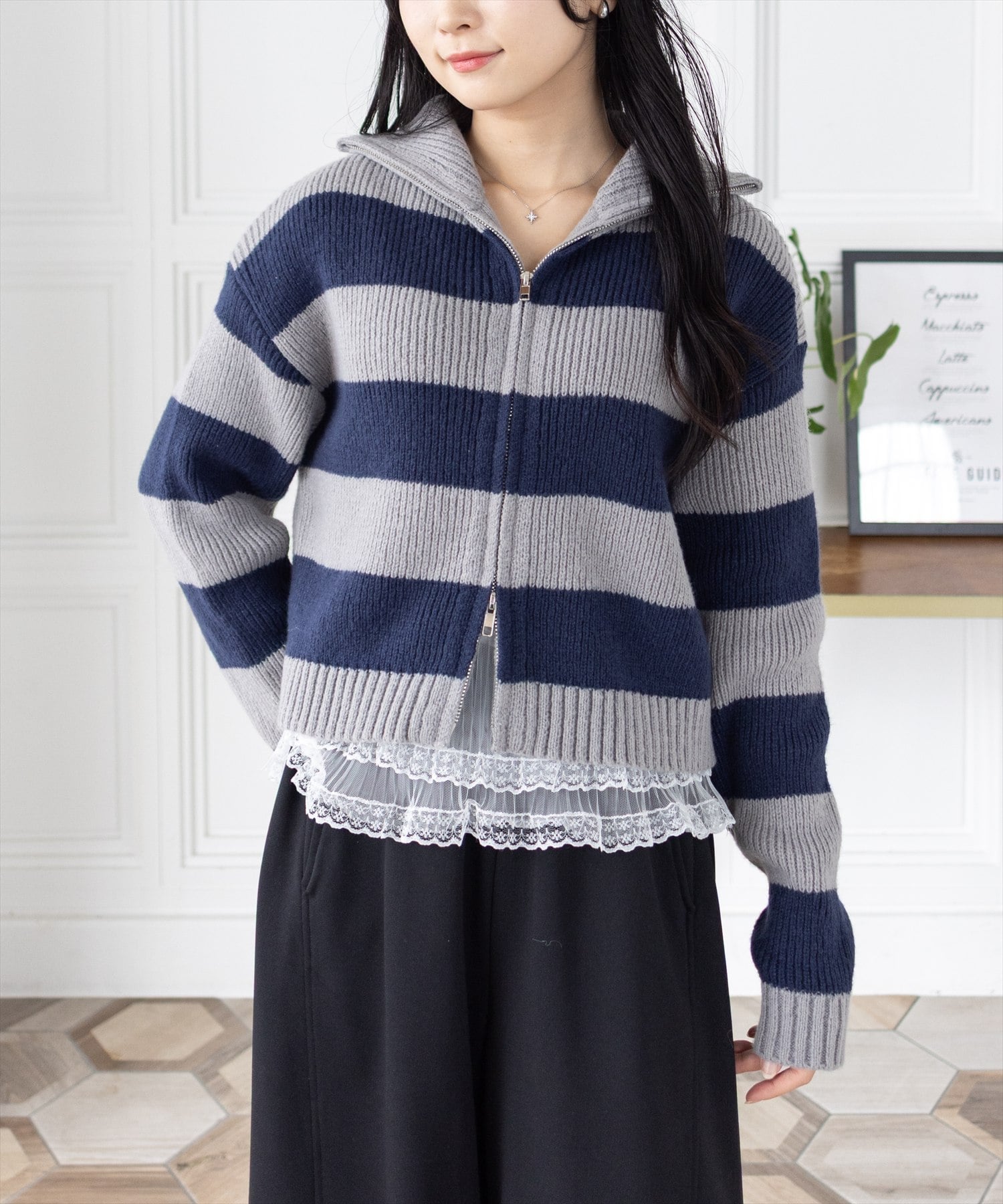 【SALE／50%OFF】clear ダブルジップニットトップス クリア トップス ニット