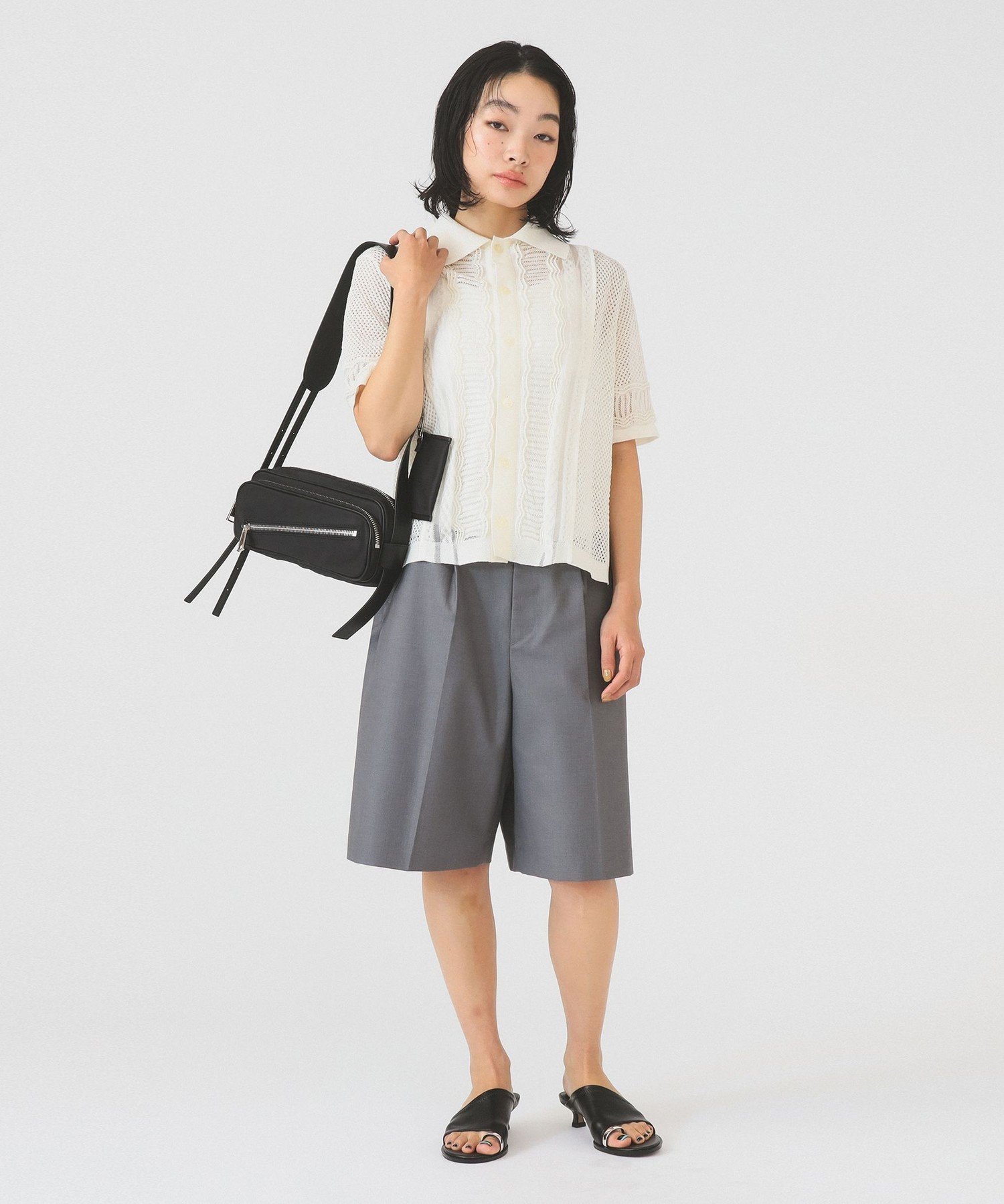 Ray BEAMS 【別注】BOUSSOLE / ショートスリーブ ニット ビームス ウイメン トップス ニット ブラック ホワイト【送料無料】