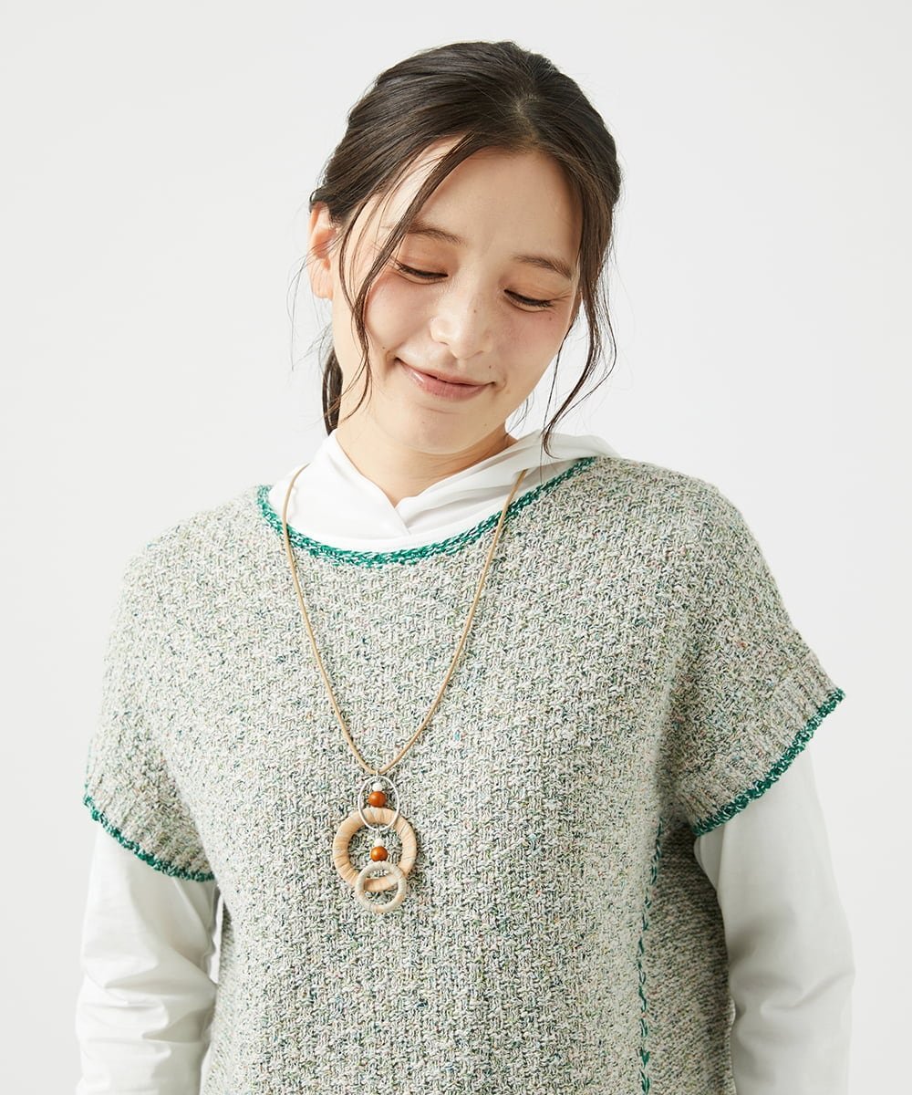 GIANNI LO GIUDICE リングテープトップネックレス ジャンニロジュディーチェ アクセサリー・腕時計 ネックレス ベージュ ネイビー【送料無料】