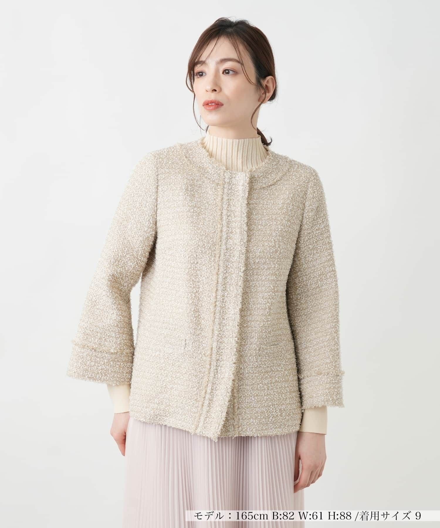 Leilian 【店舗人気】ノーカラージャケット レリアン ジャケット・アウター テーラードジャケット・ブレザー ブラウン