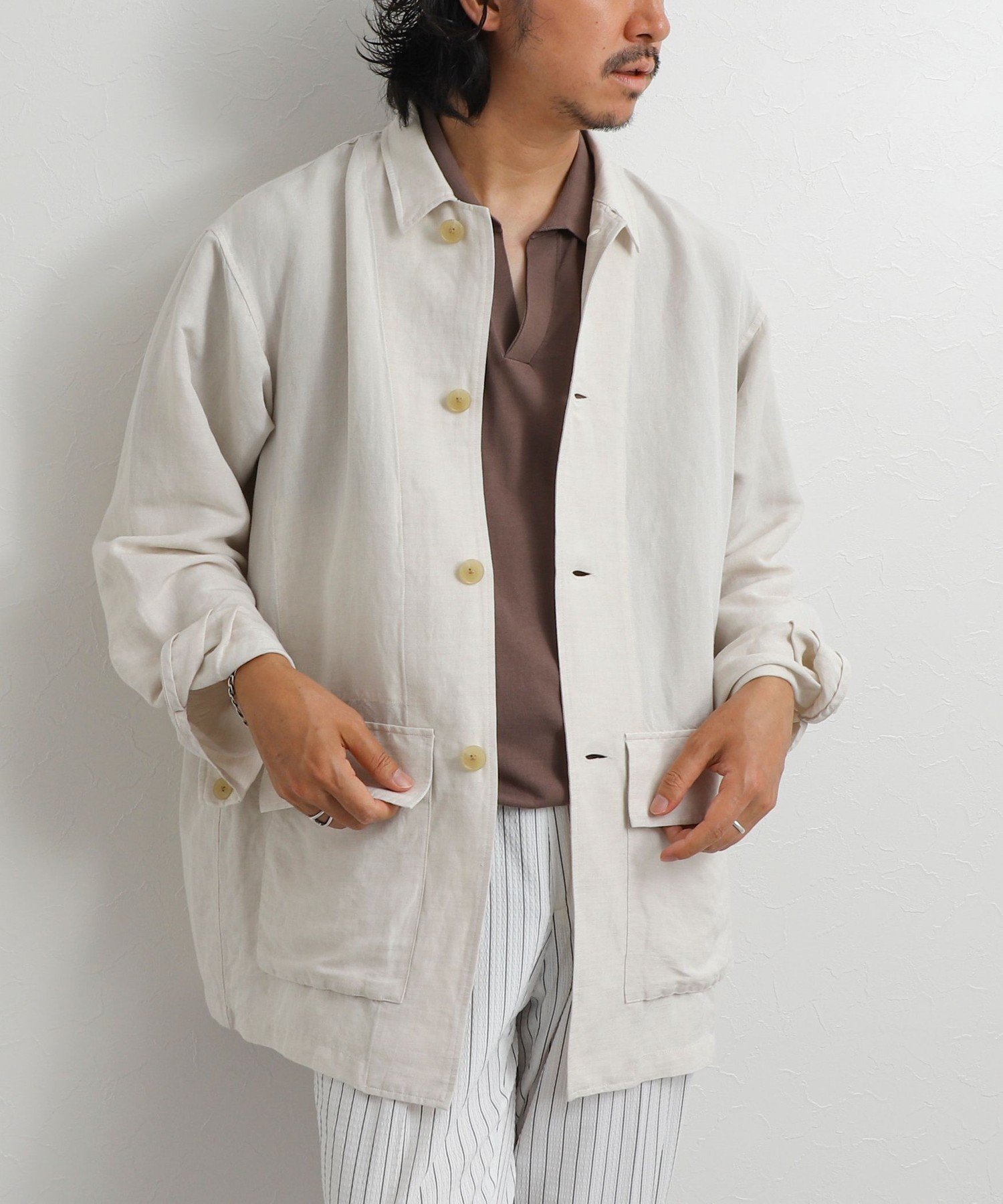 【SALE／55%OFF】NOLLEY'S goodman Li/R リネンレーヨン シャツブルゾン 26SS ノーリーズ ジャケット・アウター ブルゾン・ジャンパー ブラック ホワイト【送料無料】