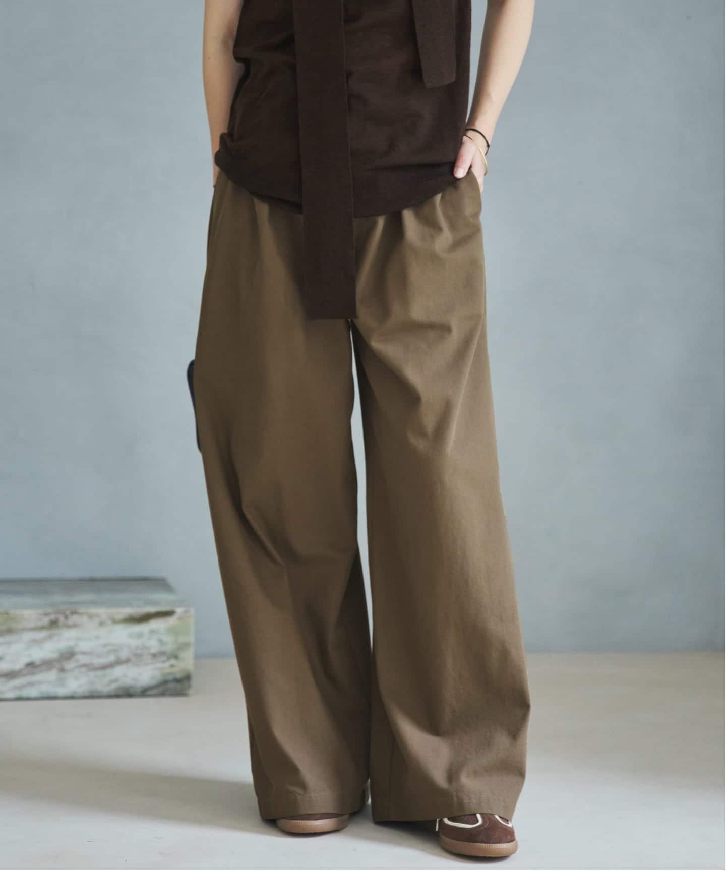 Plage Vintage-Like Chino Pants (Pre-order) - Khaki Green & Beige [Free Shipping]
