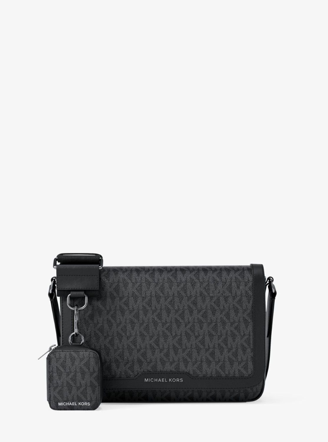 MICHAEL KORS HUDSON ミニフラップ クロスボディ ウィズ ポーチ - MKシグネチャー マイケルコース マイケル・コース バッグ ショルダーバッグ ブラック【送料無料】