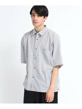 【SALE／65%OFF】tk.TAKEO KIKUCHI ストライプオーバーシャツ ティーケータケオキクチ シャツ/ブラウス シャツ/ブラウスその他 グレー ネイビー