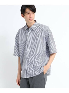 【SALE/65%OFF】tk.TAKEO KIKUCHI ストライプオーバーシャツ ティーケータケオキクチ シャツ/ブラウス シャツ/ブラウスその他 グレー ネイビー