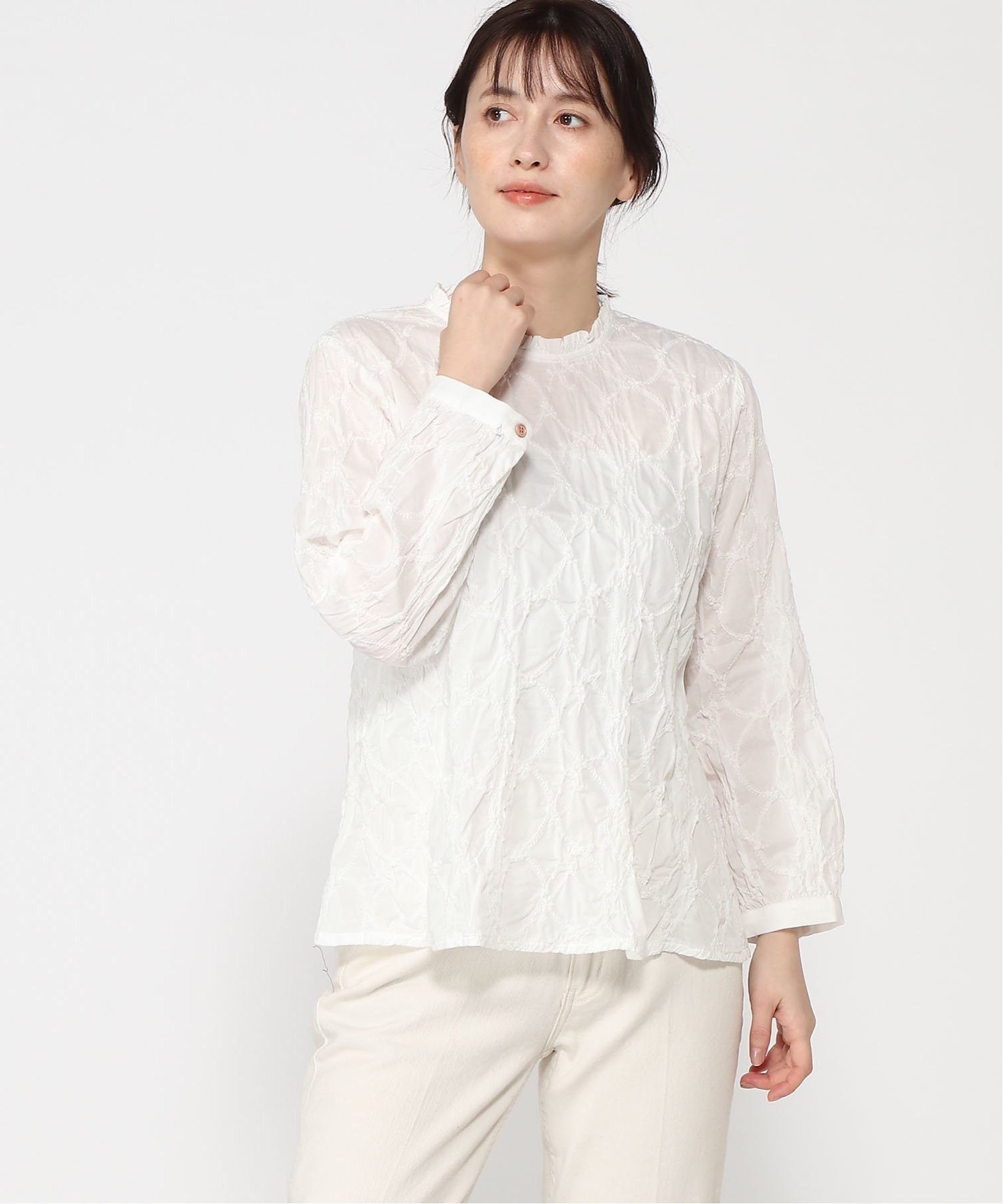 【SALE／50%OFF】SUPER HAKKA 60ローン リンクルワッシャーレースブラウス スーパーハッカ トップス シ..