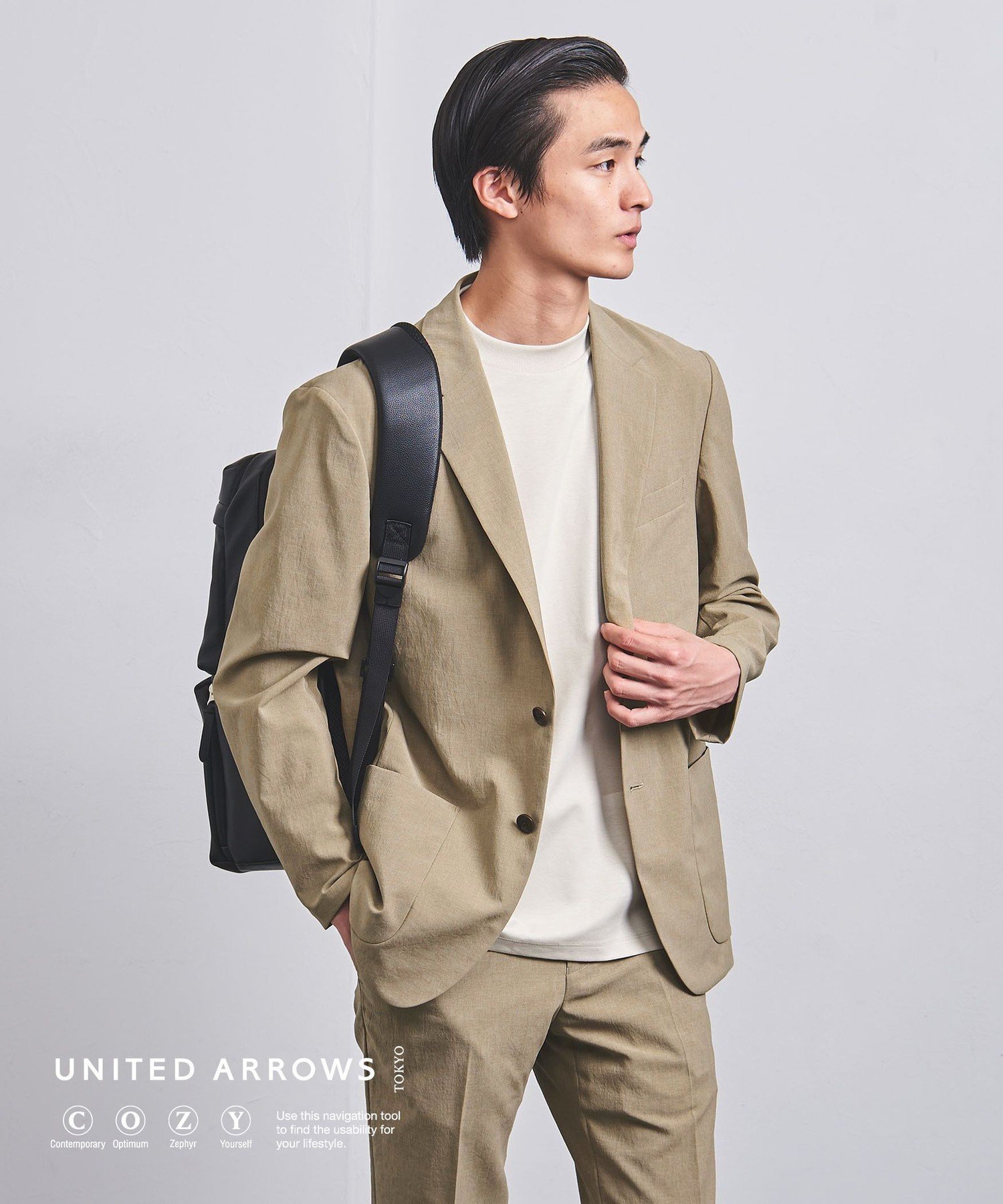 UNITED ARROWS ポリエステル/T&T シングル2ボタンジャケット COZY -ウォッシャブル・ストレッチ・防しわ性(着用しわ)- ユナイテッドアローズ スーツ・フォーマル セットアップスーツ ベージュ ブルー【送料無料】