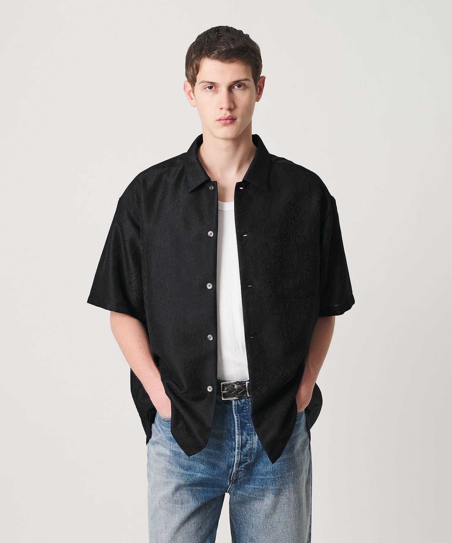 monkey time BEAUTY&YOUTH UNITED ARROWS ジャガード シャツ ビューティー＆ユース　ユナイテッドアローズ トップス シャツ・ブラウス ブラック ピンク【送料無料】