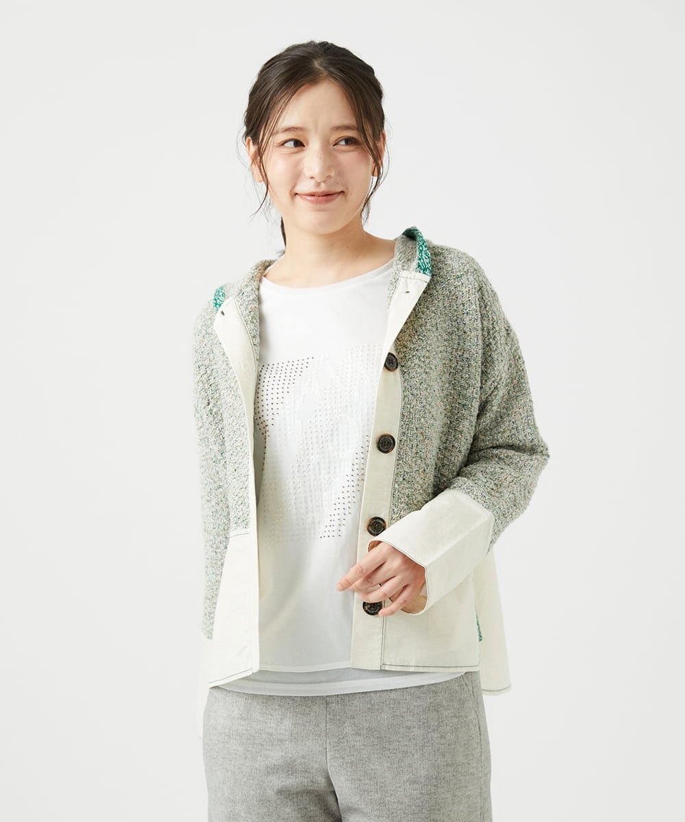 GIANNI LO GIUDICE 綿麻ニットジャケット ジャンニロジュディーチェ スーツ・フォーマル スーツジャケット グリーン ブルー【送料無料】