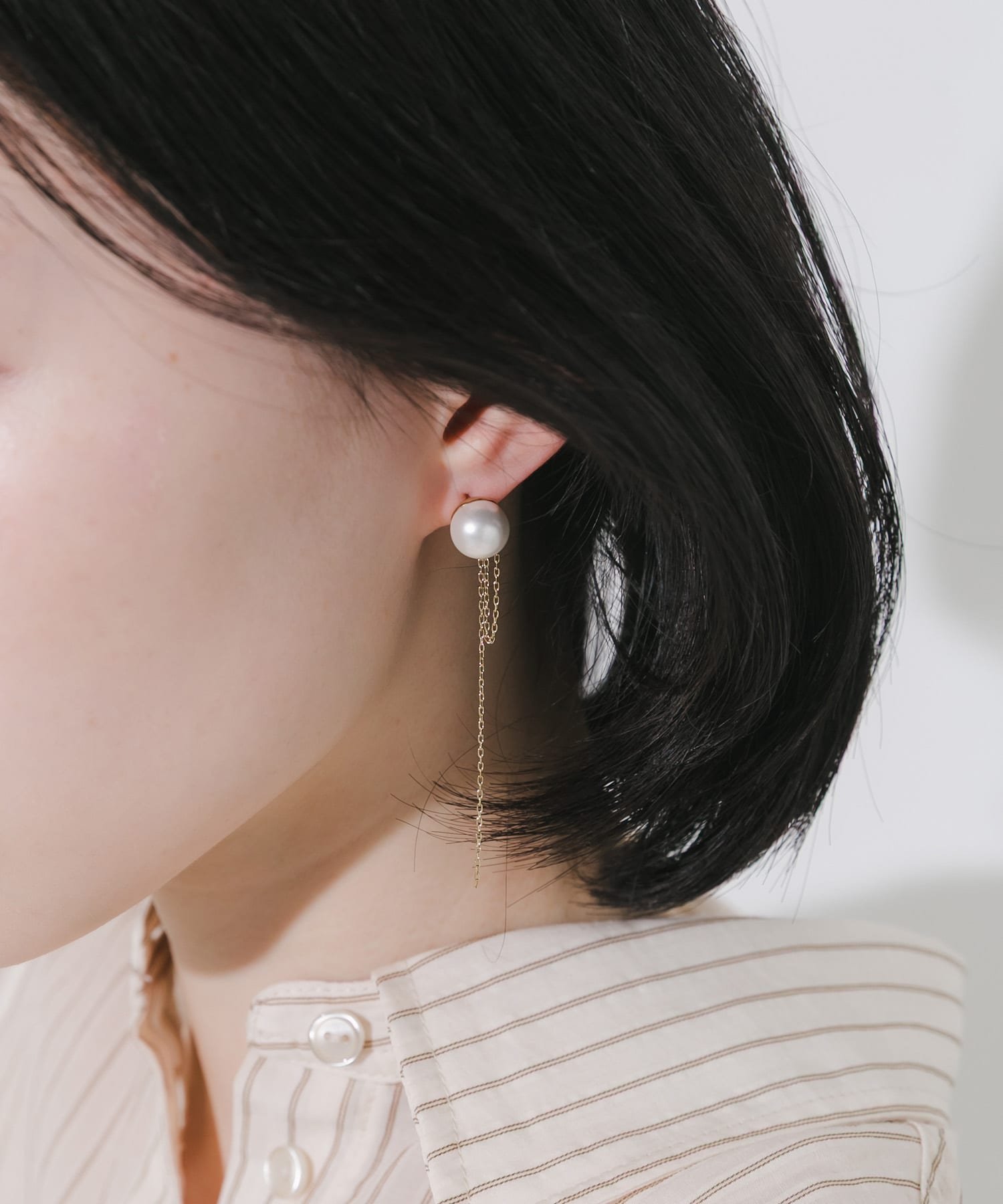 【SALE／50%OFF】SMELLY ステンレスパールチェーンピアス スメリー アクセサリー・腕時計 ピアス ゴールド
