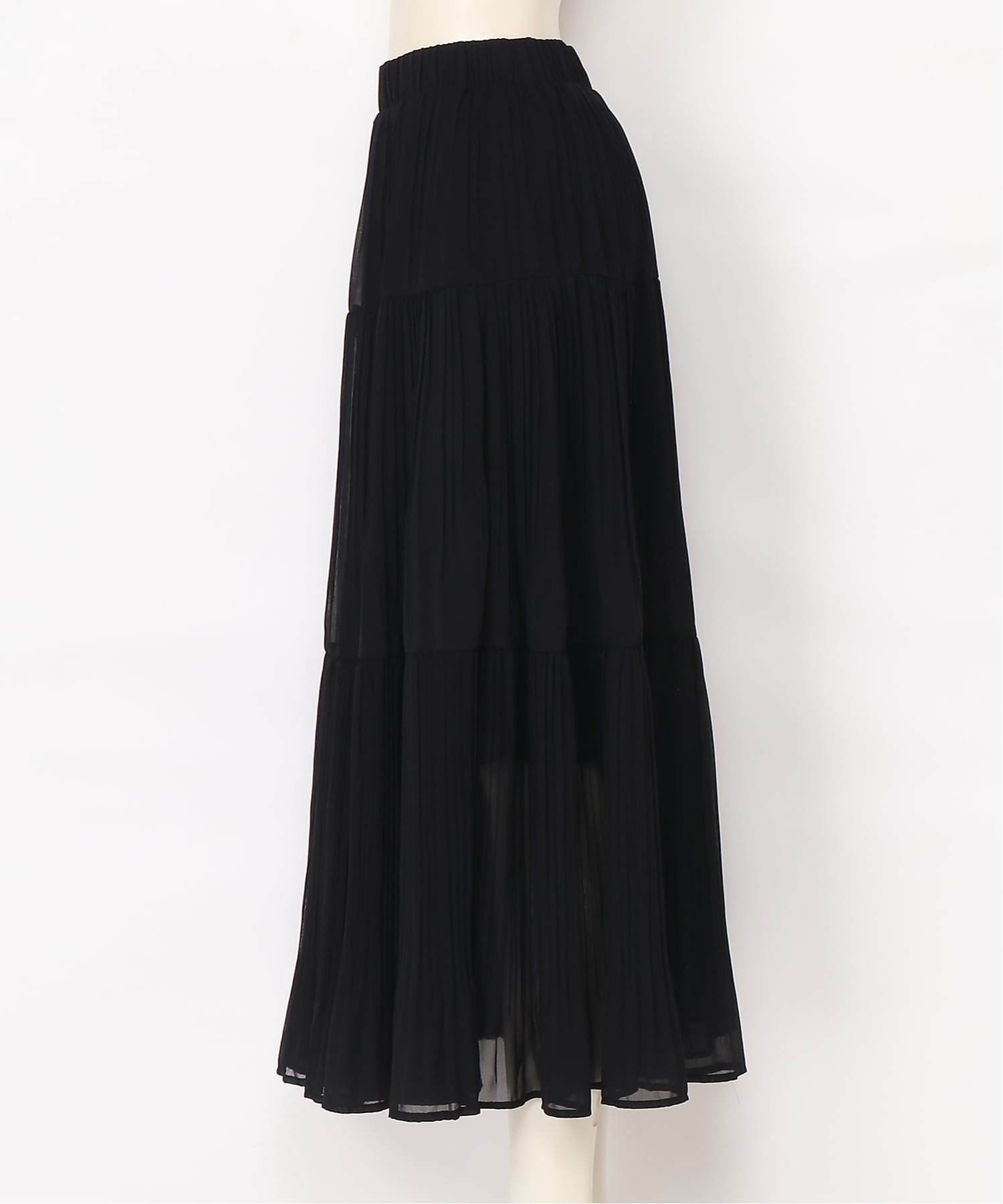 mitis mitis/(W)プリーツティアードスカート リラクロ スカート ロング・マキシスカート ブラック ベージュ