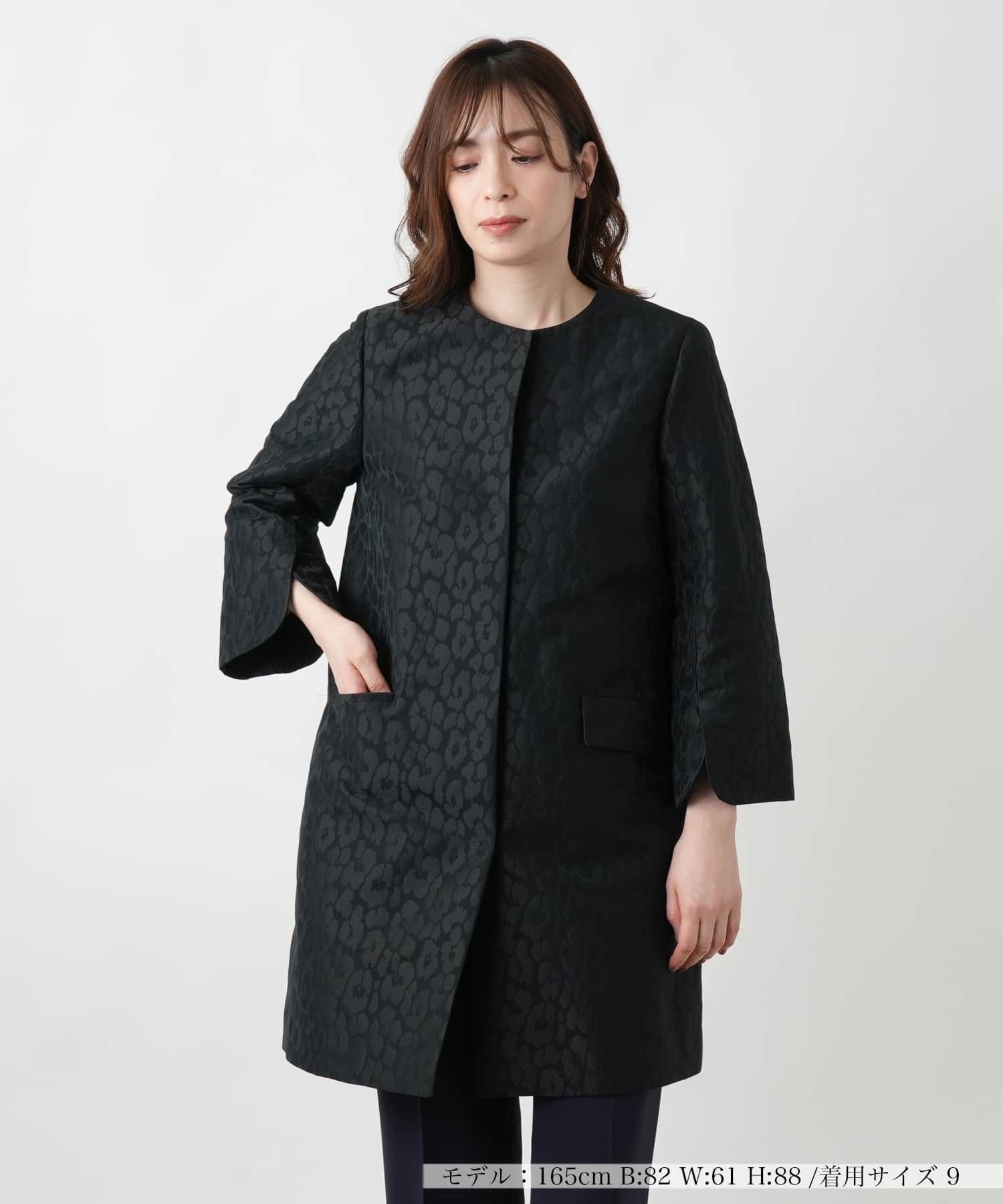 Leilian ノーカラーコート レリアン ジャケット・アウター ステンカラーコート ブラック