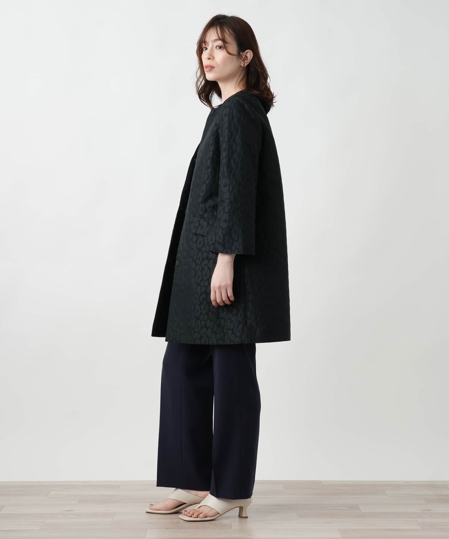 Leilian ノーカラーコート レリアン ジャケット・アウター ステンカラーコート ブラック