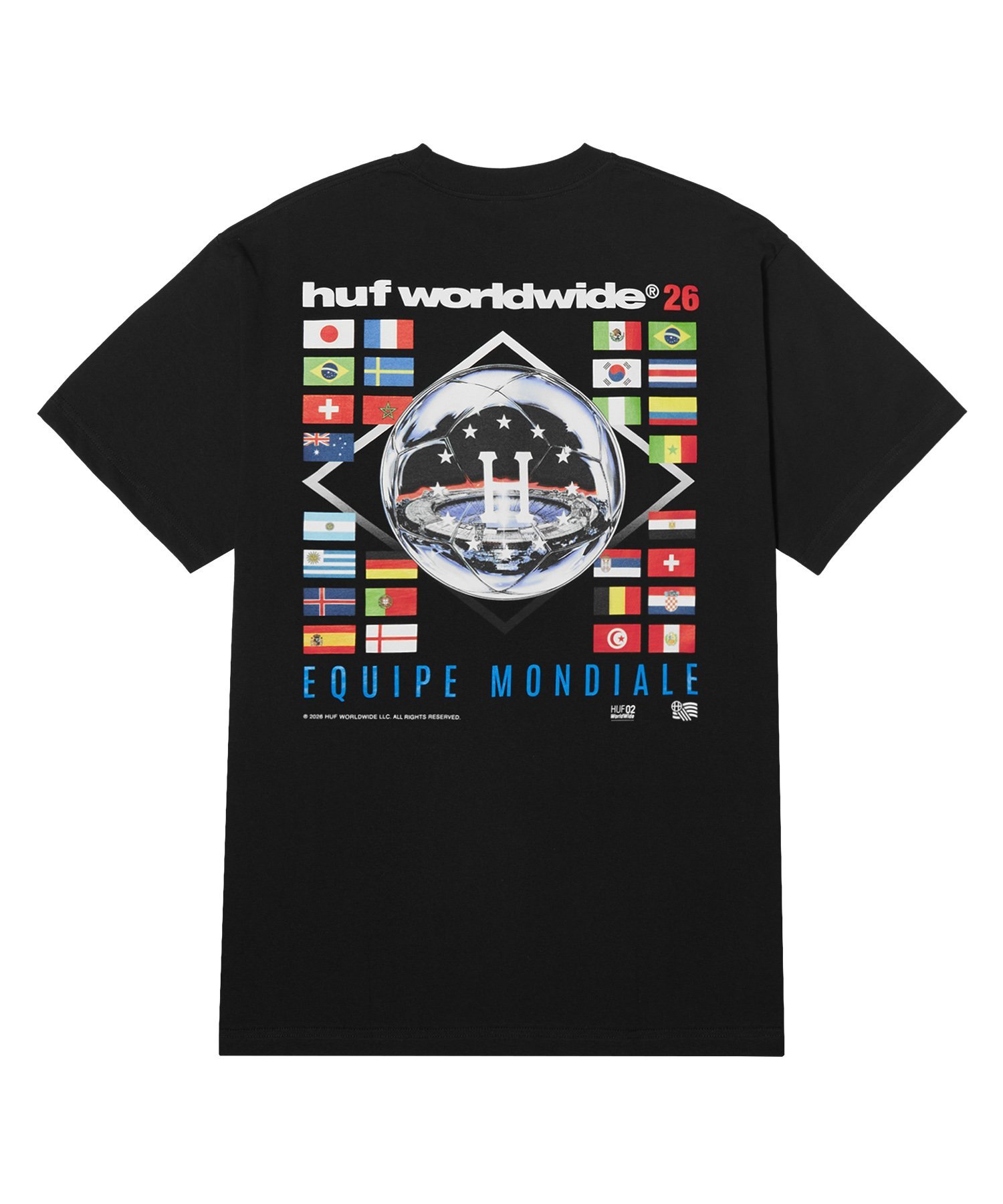 SOCCER EQUIPE MONDIALE SS TEE / HUF Tシャツ ハフ トップス カットソー・Tシャツ ブラック