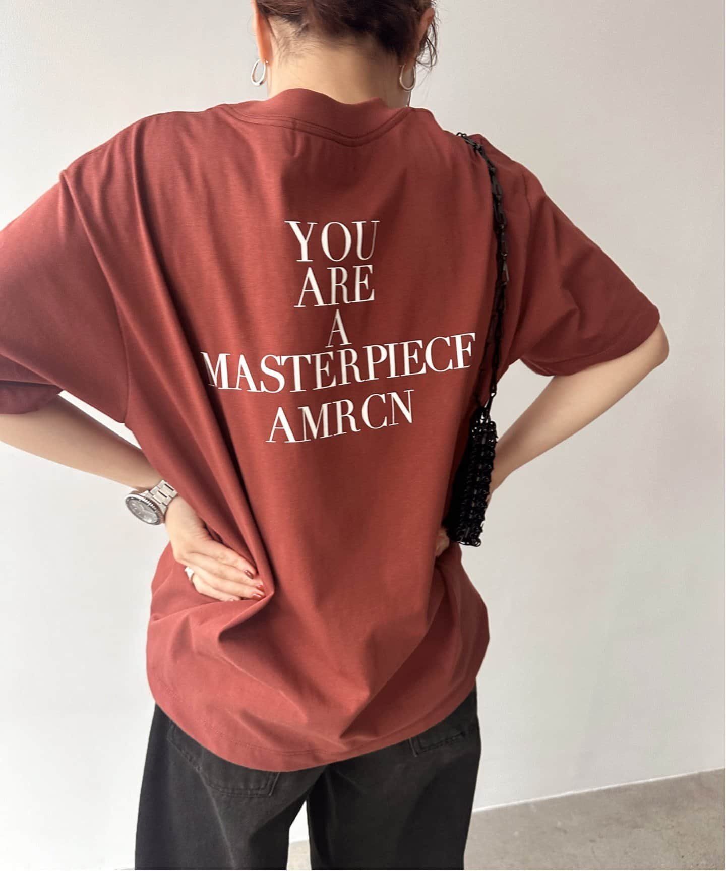 AP STUDIO 【AMERICANA/アメリカーナ】MASTERPIECE back Tsh エーピーストゥディオ トップス カットソー・Tシャツ レッド ブラウン【送料無料】