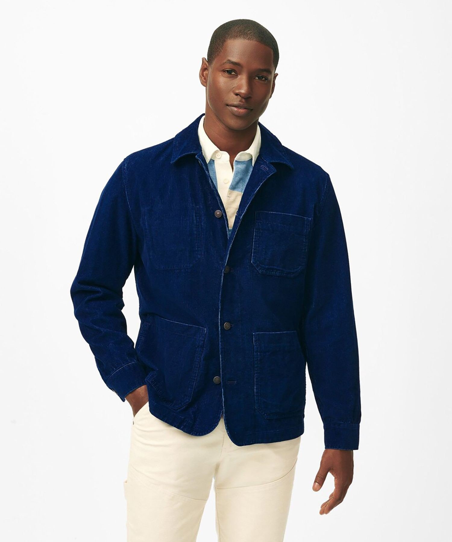 【SALE/20%OFF】BROOKS BROTHERS ストレッチコットン ピンウェール コーデュロイ チョアジャケット ブルックス ブラザーズ ジャケット・アウター カバーオール・ワークジャケット ネイビー【送料無料】
