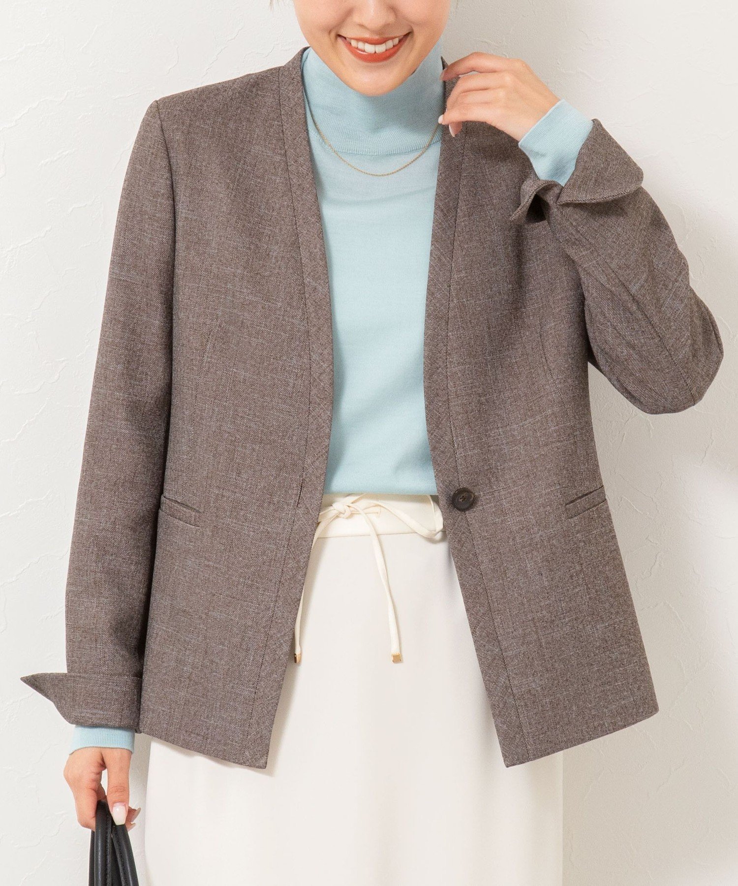 NOLLEY'S sophi 《セットアップ対応》ウォッシャブルウール調ノーカラージャケット ノーリーズ ジャケット・アウター ノーカラージャケット ネイビー ブラック ブラウン【送料無料】のサムネイル