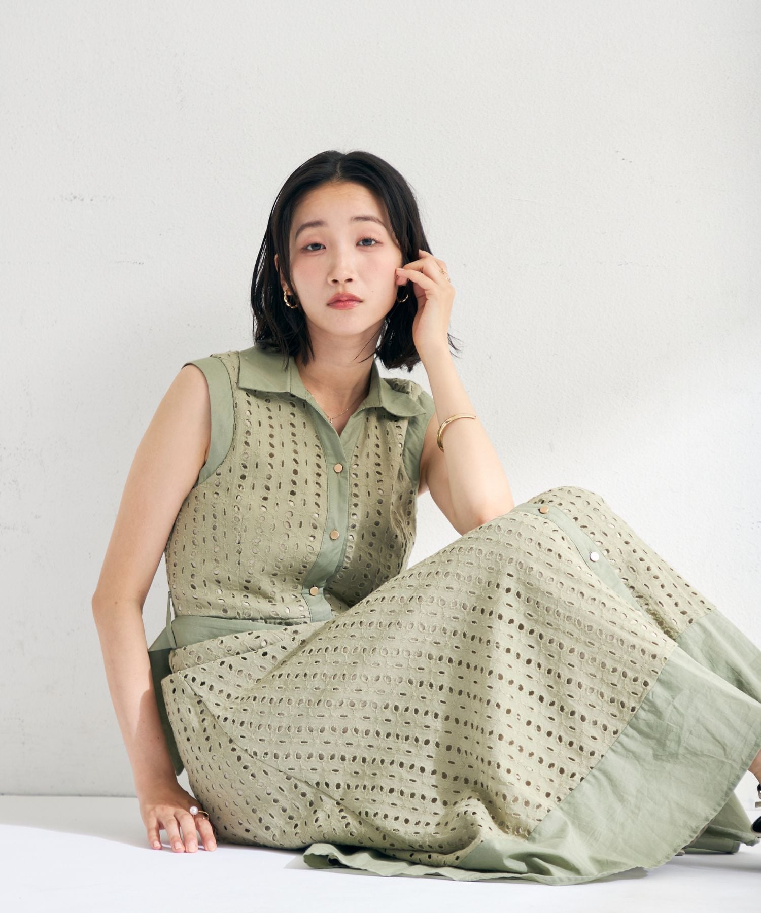 【SALE／30%OFF】MISCH MASCH 総レースノースリシャツワンピース MM627416 ミッシュマッシュ ワンピース・ドレス ワンピース カーキグリーン ホワイト ブラウン ブルー【送料無料】