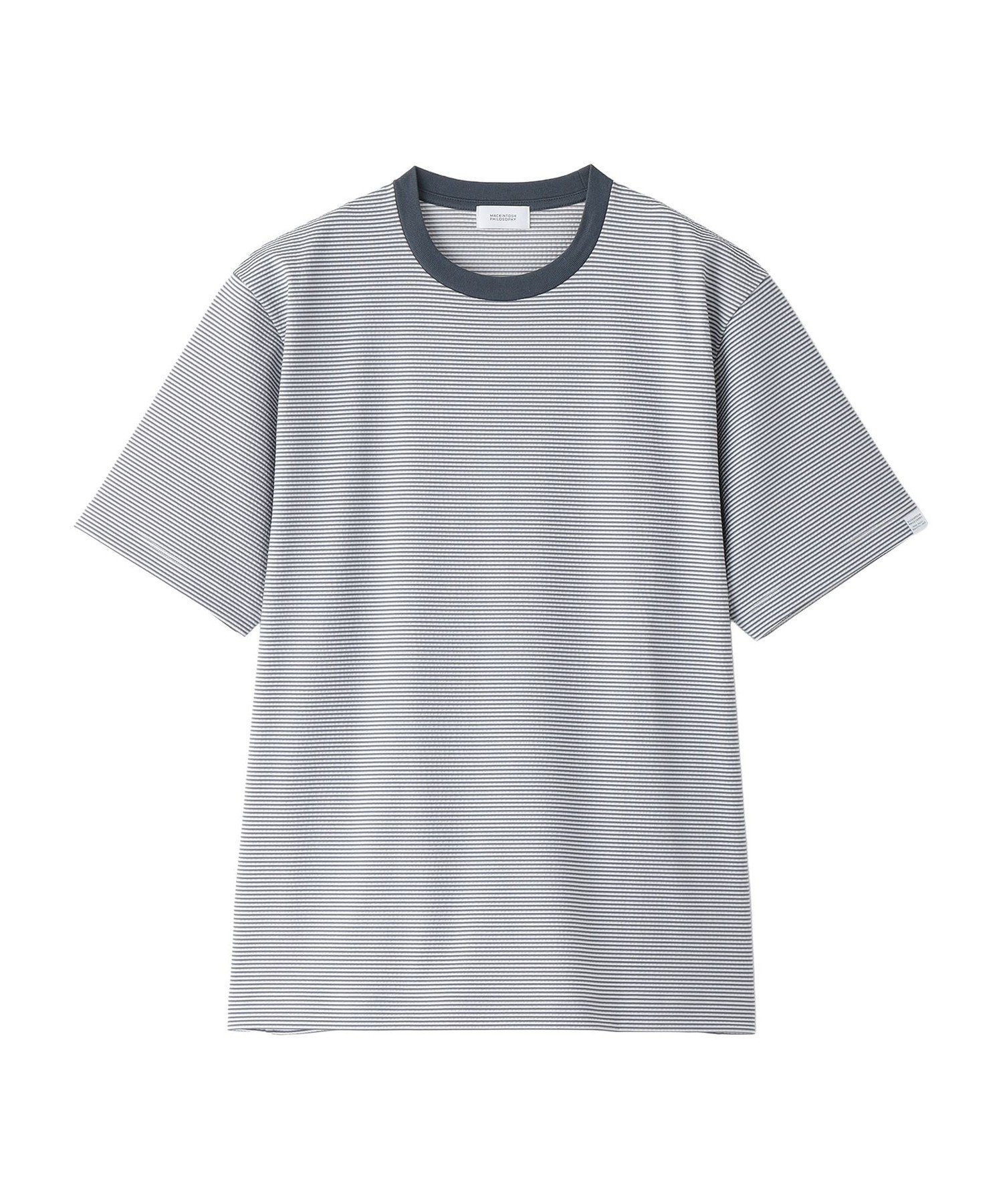 クルーネックTシャツ トリコットサッカーボーダー マッキントッシュ フィロソフィー トップス カットソー・Tシャツ ブルー ホワイト グレー ネイビー
