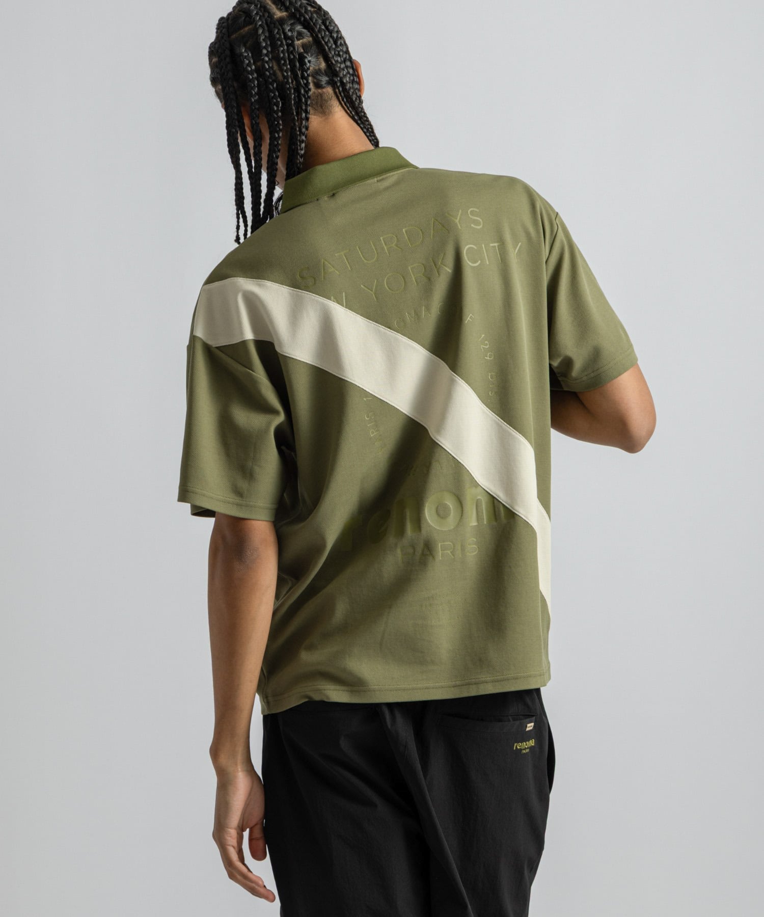 Saturdays Golf renoma GOLF x Saturdays NYC Back Print Polo SS サタデーズ　ニューヨークシティ トップス ポロシャツ グリーン ピンク ブラック【送料無料】