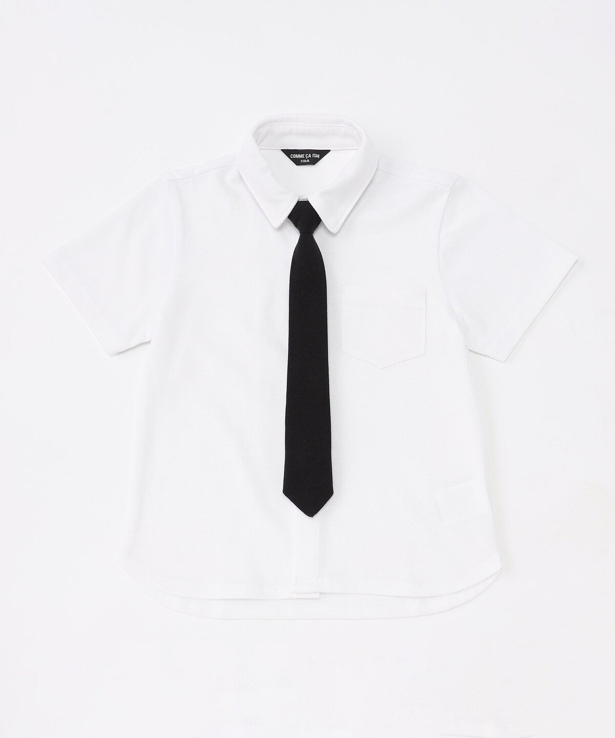 コムサ ネクタイ COMME CA ISM ネクタイ付き半袖シャツ(100-130cm) コムサイズム トップス カットソー・Tシャツ ホワイト