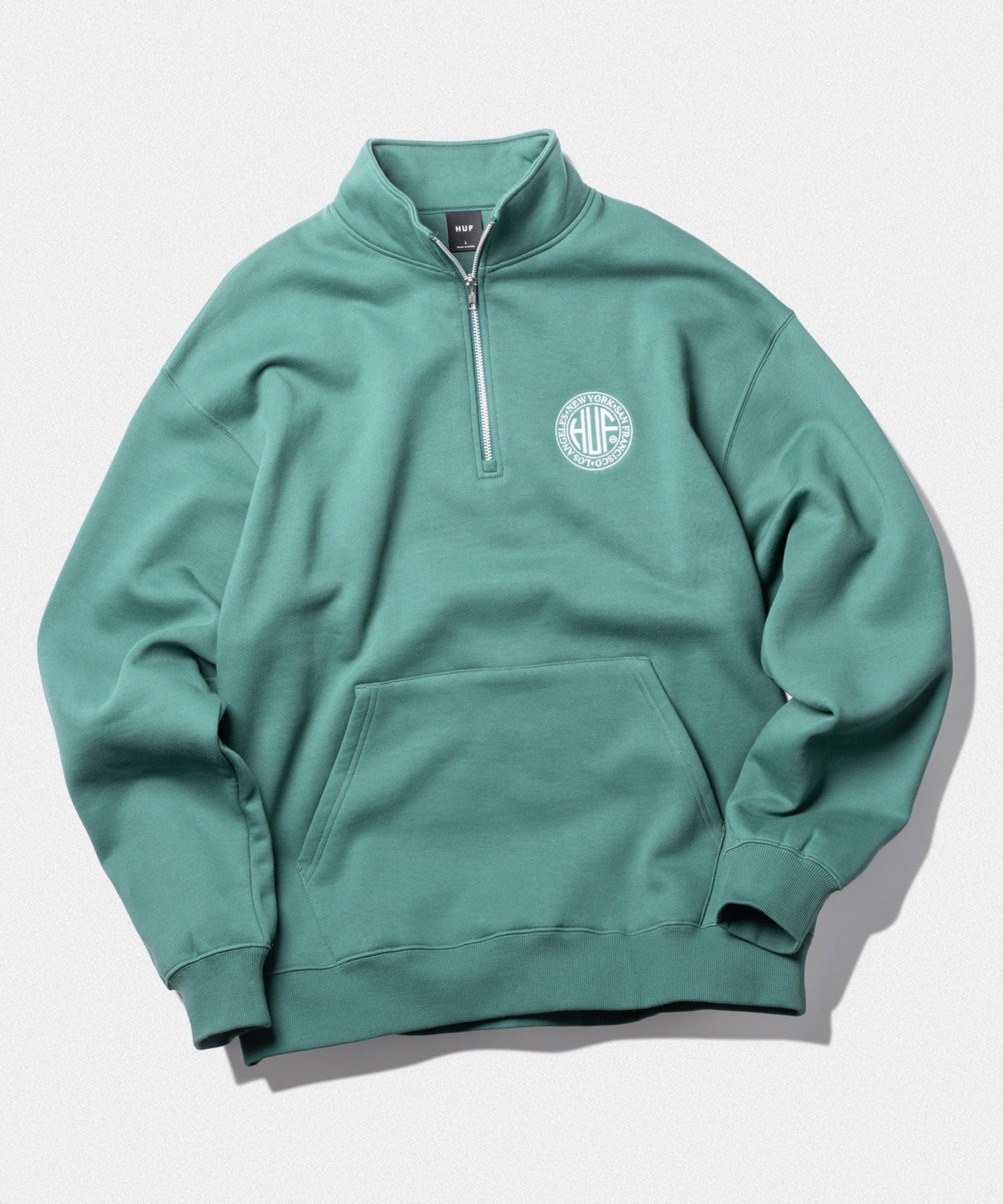 HUF REGIONAL HALF ZIP FLEECE HUF ハフ ロゴ フリース スウェット ハフ トップス スウェット・トレーナー グリーン …