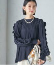 SHIPS WOMEN ＜手洗い可能＞割繊 フリル デザイン ブラウス 24SS ◇ シップス トップス シャツ・ブラウス ネイビー ホワイト グリーン