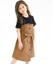 【SALE/30%OFF】子供服 Bee ドッキングワンピース リボン ボタン トレンチ風 子供服 キッズ 女の子 Bee カンコクコドモフク ビー ワンピース...