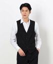 COMME CA ISM 【セットアップ対応】ポリエステル ウール ギャバ ベスト コムサイズム スーツ・フォーマル スーツベスト ブラック グレー【送料無料】