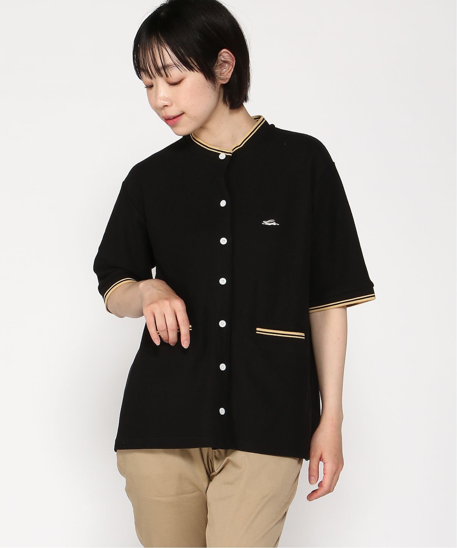 【SALE／20%OFF】KRIFF MAYER (W)冷感リンクスカノコ5分袖カーデ クリフメイヤー トップス カーディガン ピンク グリーン ブラック ネイビー ホワイト【送料無料】