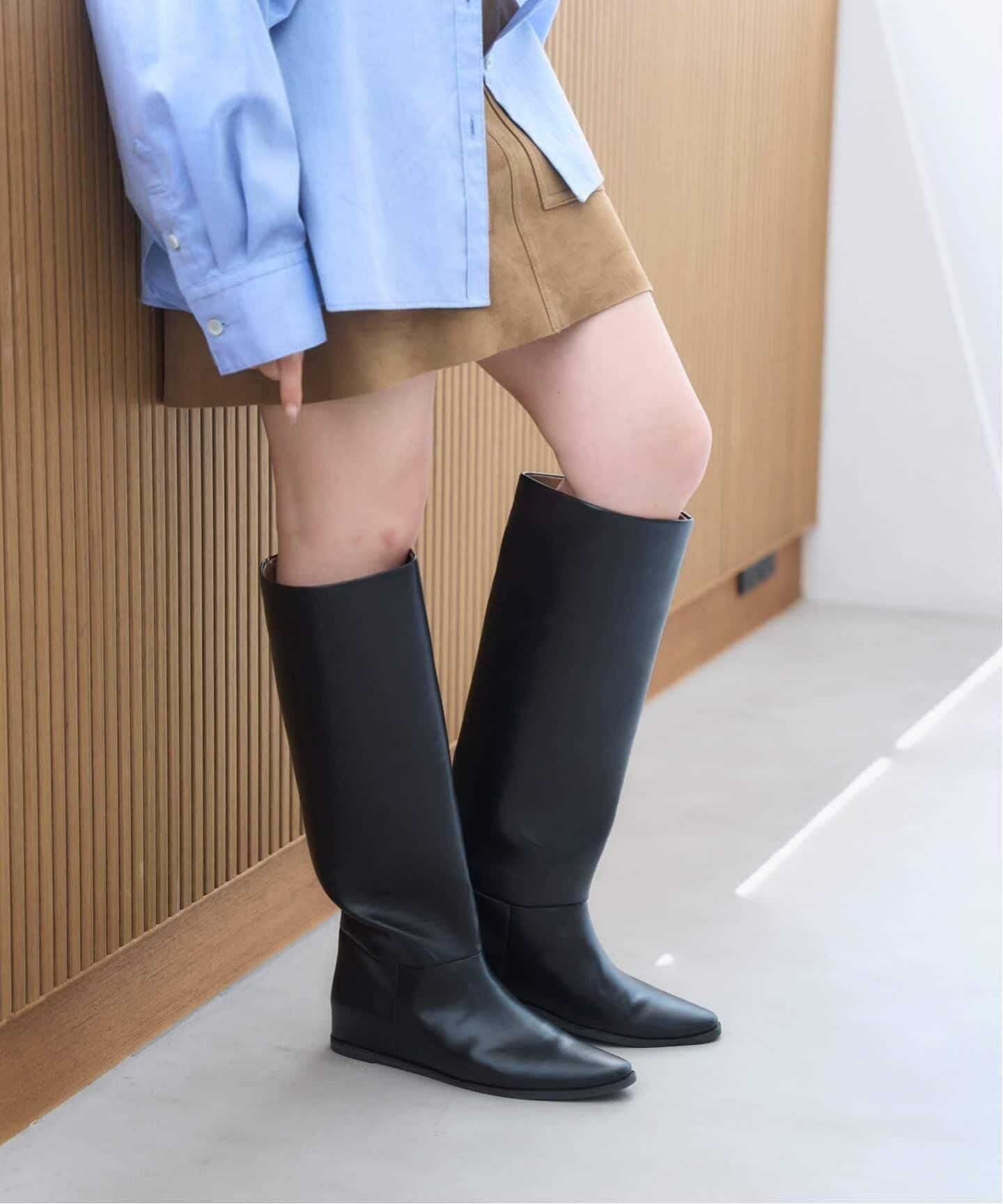 LE TALON 《追加予約4》2cmワイドシャフトロングブーツ ルタロン シューズ・靴 ブーツ ブラック ブラウ..