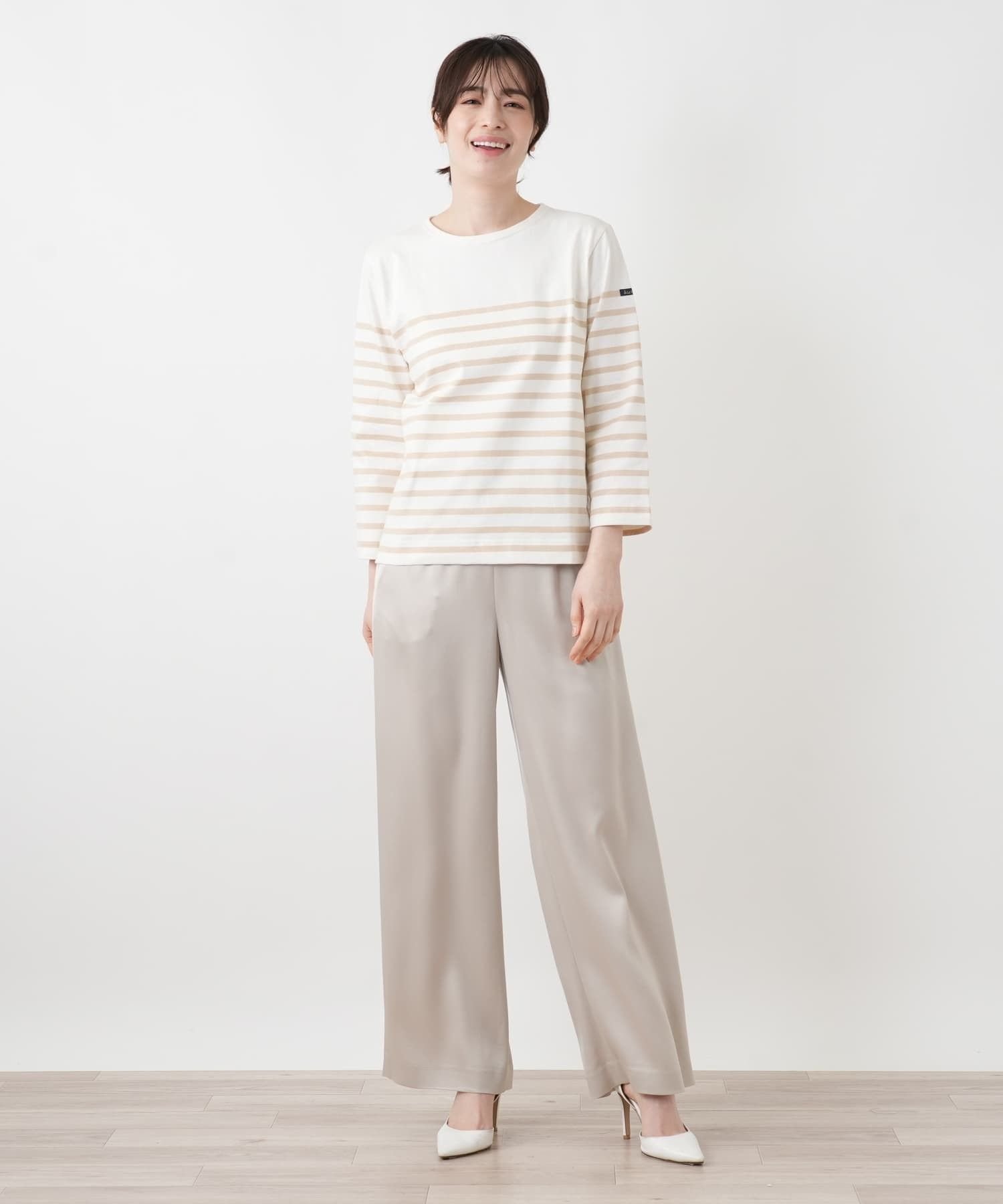 Leilian マリンボーダーカットソー【Le minor】 レリアン トップス カットソー・Tシャツ ブラウン ネイビー