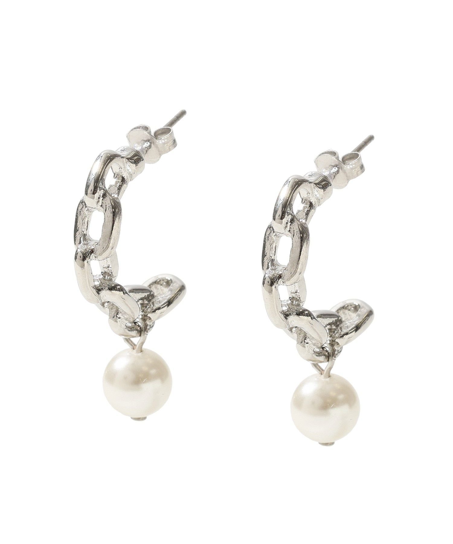 Green Parks チェーン×パールピアス グリーンパークス アクセサリー・腕時計 ピアス シルバー ゴールド