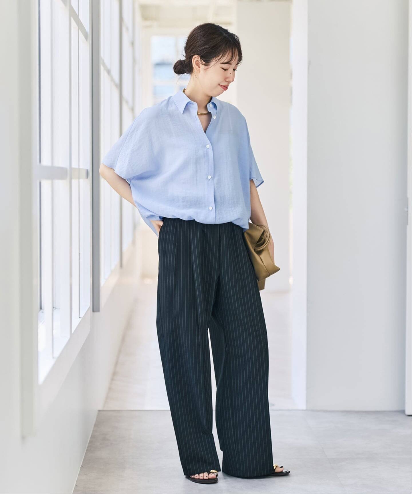 Spick & Span エアリークロスドルマンシャツ スピックアンドスパン トップス シャツ・ブラウス ブルー オレンジ