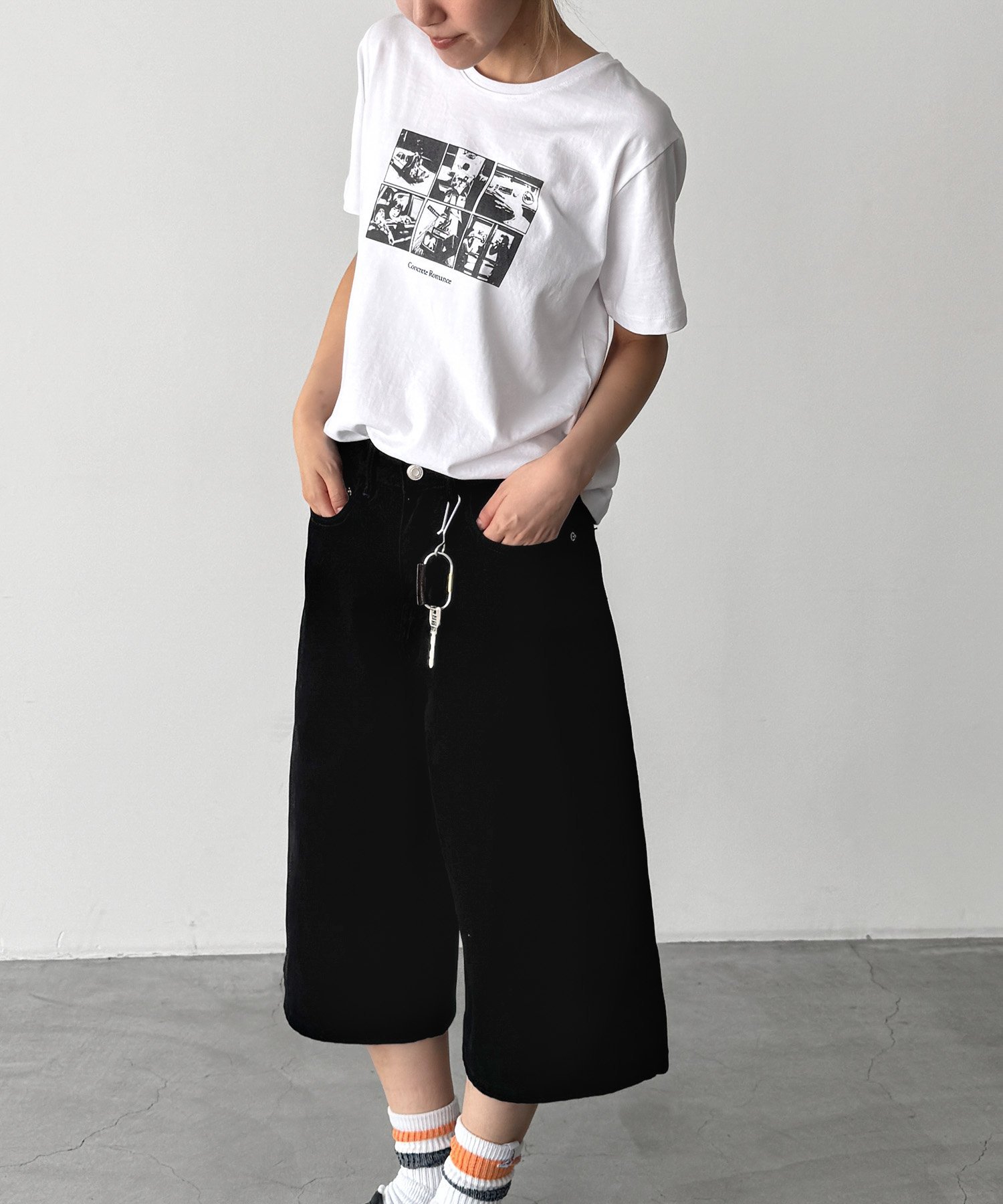 Lakey Park Lakey Park 転写プリントTシャツ キャナルジーン トップス カットソー・Tシャツ ベージュ ホワイト