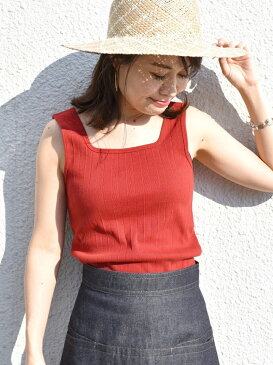 SHIPS WOMEN 【別注】Healthknit:スクエアネックタンクトップ◇ シップス カットソー タンクトップ グレー レッド ブラウン ブラック ピンク グリーン【送料無料】