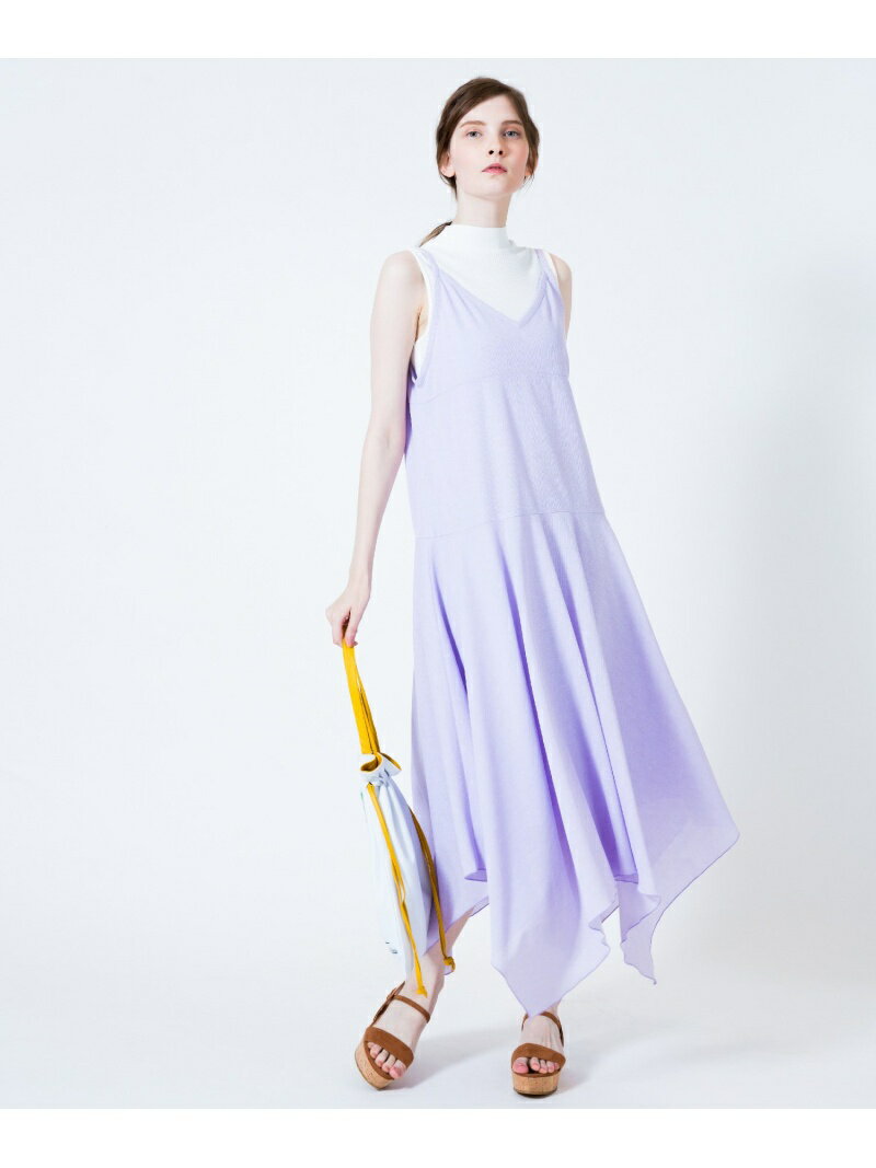 【SALE／50%OFF】allureville アシメヘム楊柳キャミワンピース アルアバイル ワンピース・ドレス その他のワンピース・ドレス パープル グリーン【送料無料】のサムネイル