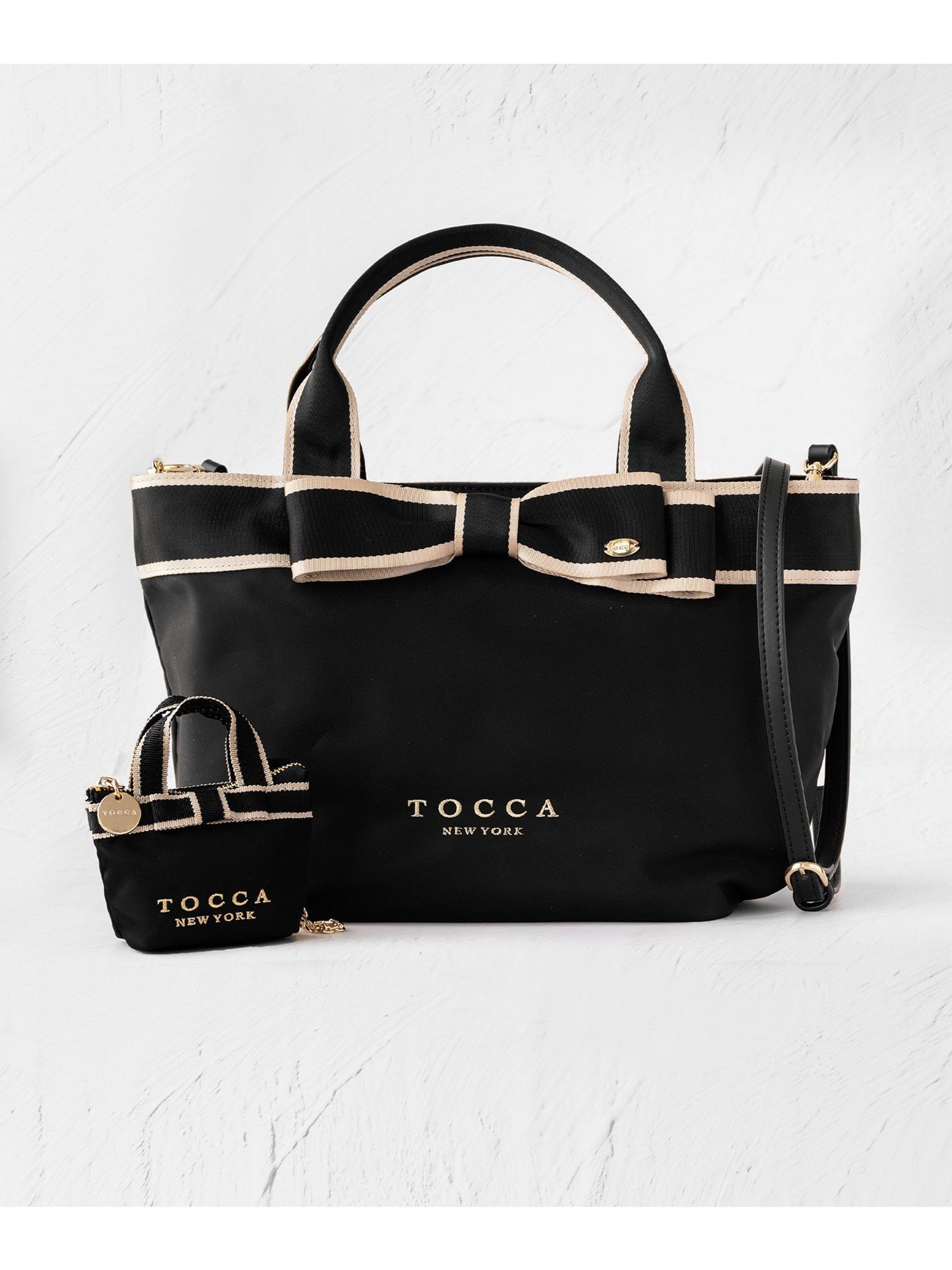 TOCCA 【撥水】BICOLOR RIBBON TOTE トートバッグ トッカ バッグ ショルダーバッグ ブラック ピンク ベージュ ブルー ネイビー【送料無料】