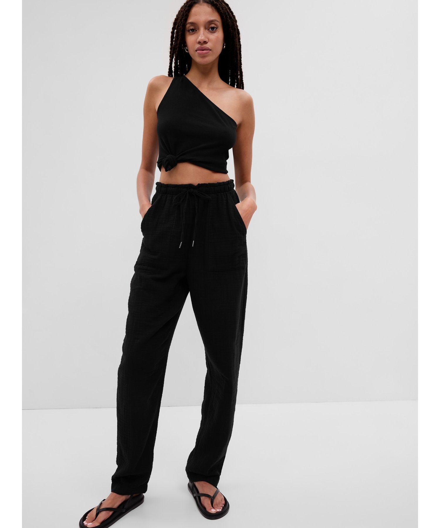 GAP (W)クリンクルガーゼ パンツ ギャップ パンツ その他のパンツ ブラック ネイビー ピンク【送料無料】のサムネイル