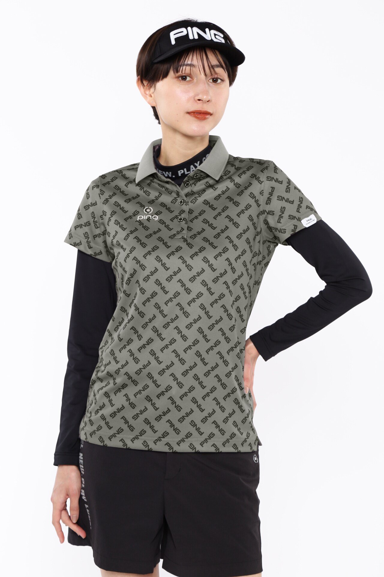 【SALE／50%OFF】PING APPAREL レイヤードツインセット ＜PERFORMANCE＞ (LADIES) ピン アパレル トップス ポロシャツ イエロー オレンジ ブラック グレー ホワイト【送料無料】