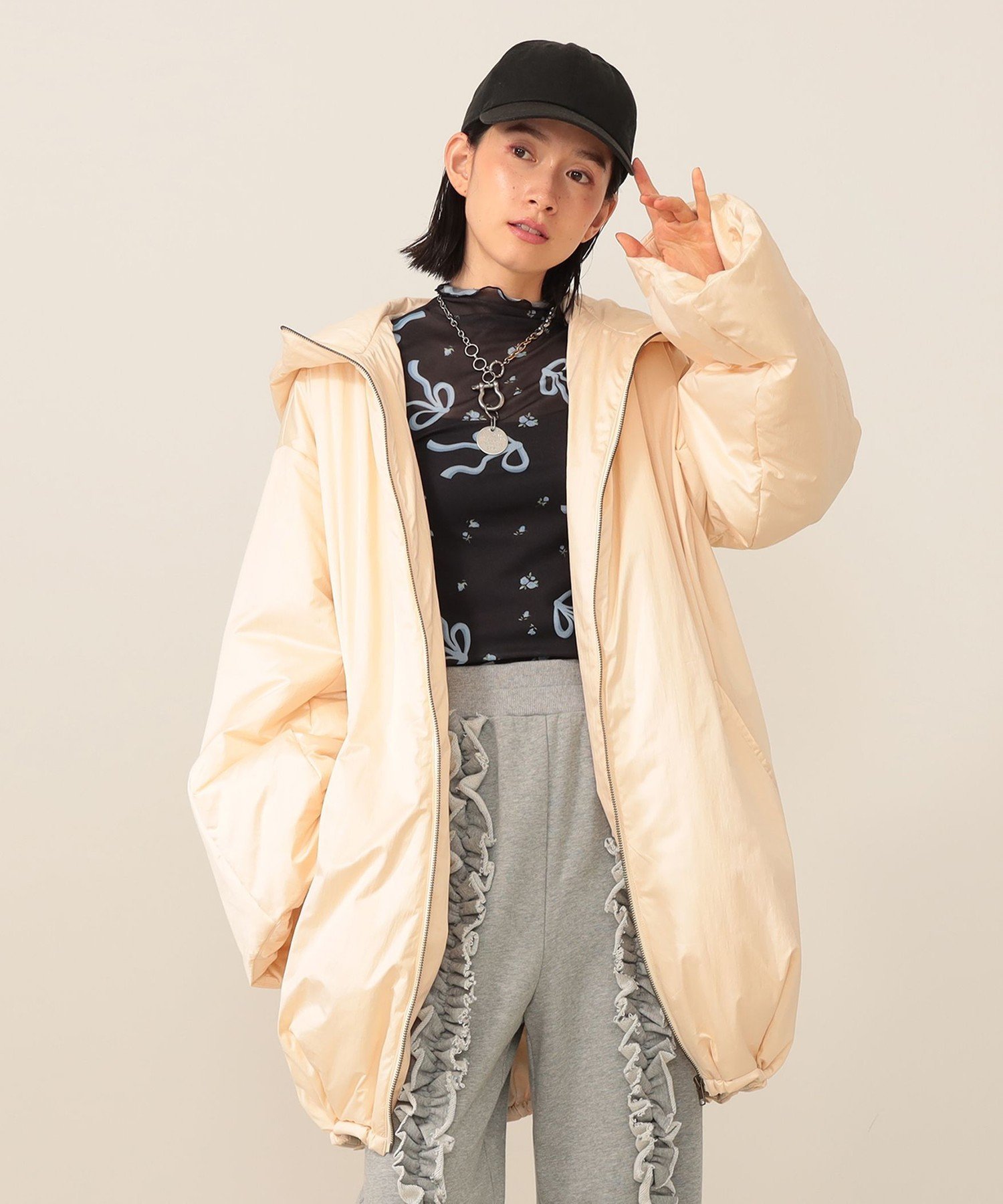 CAROLINA GLASER オーバーサイズ ブルゾン カロリナ グレイサー ジャケット・アウター ブルゾン・ジャンパー ホワイト ブラック【送料無料】