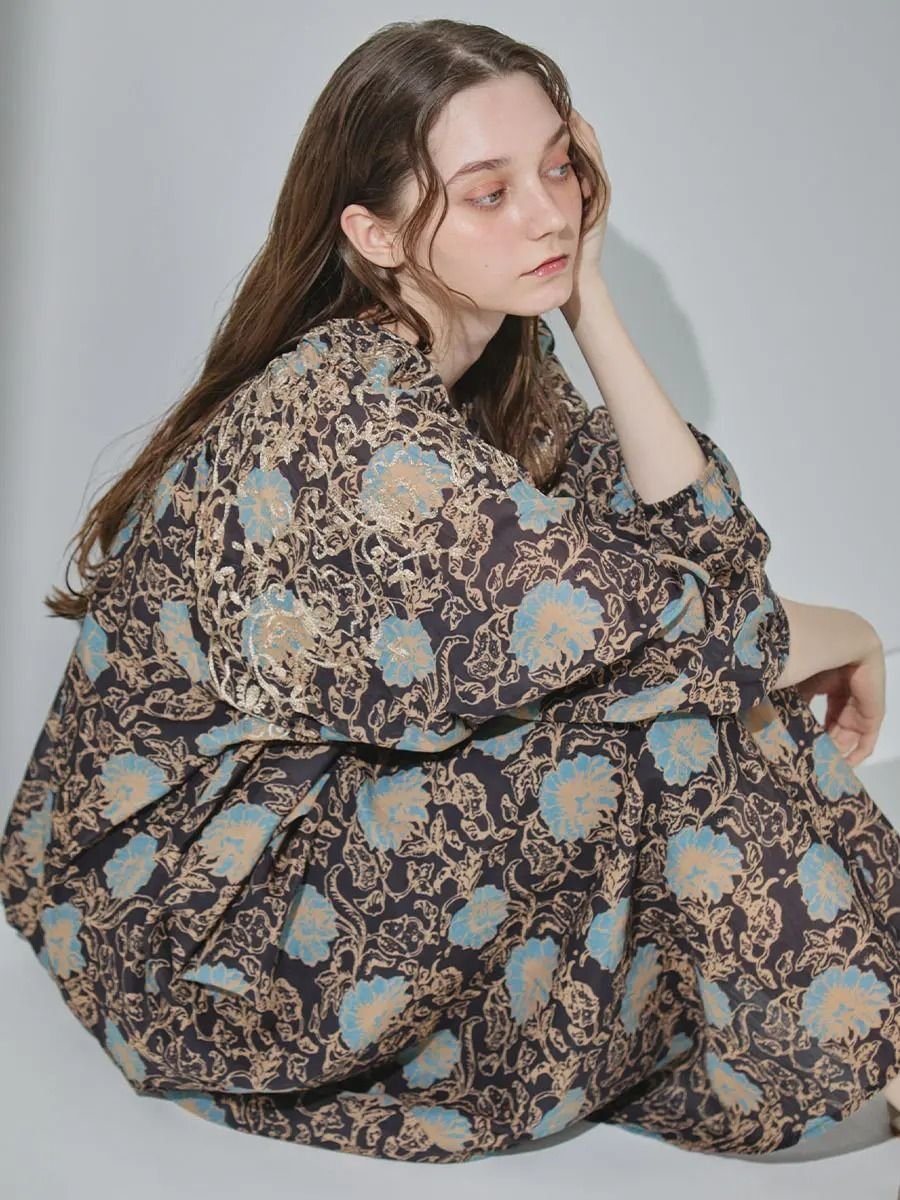 Ample ブロックプリント刺繍ワンピース ヴァン ワンピース・ドレス その他のワンピース・ドレス ピンク ブラック【送料無料】