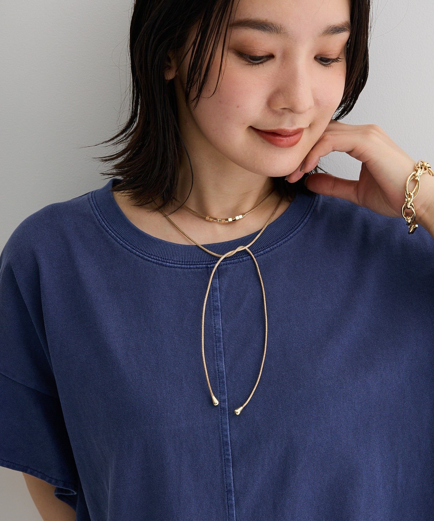 【SALE／5%OFF】Green Parks メタルポイントスライドコードネックレス グリーンパークス アクセサリー・腕時計 ネックレス ブラック ベージュ