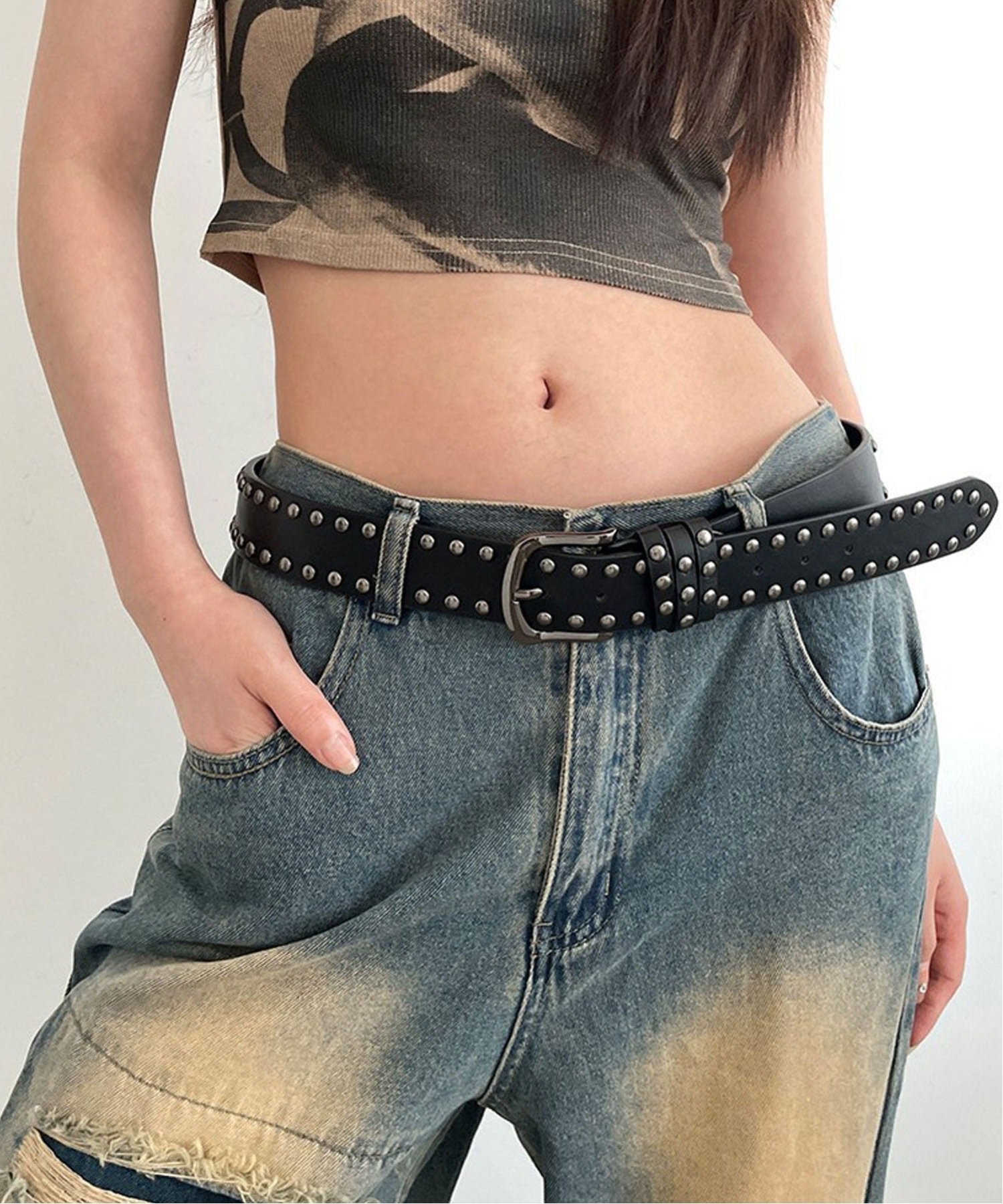 【SALE／25%OFF】HALEY PESCA HALEY PESCA/(W)HALEY PESCA/Y2K スタッズバックルベルト チェルカ ファッション雑貨 ベルト ブラック