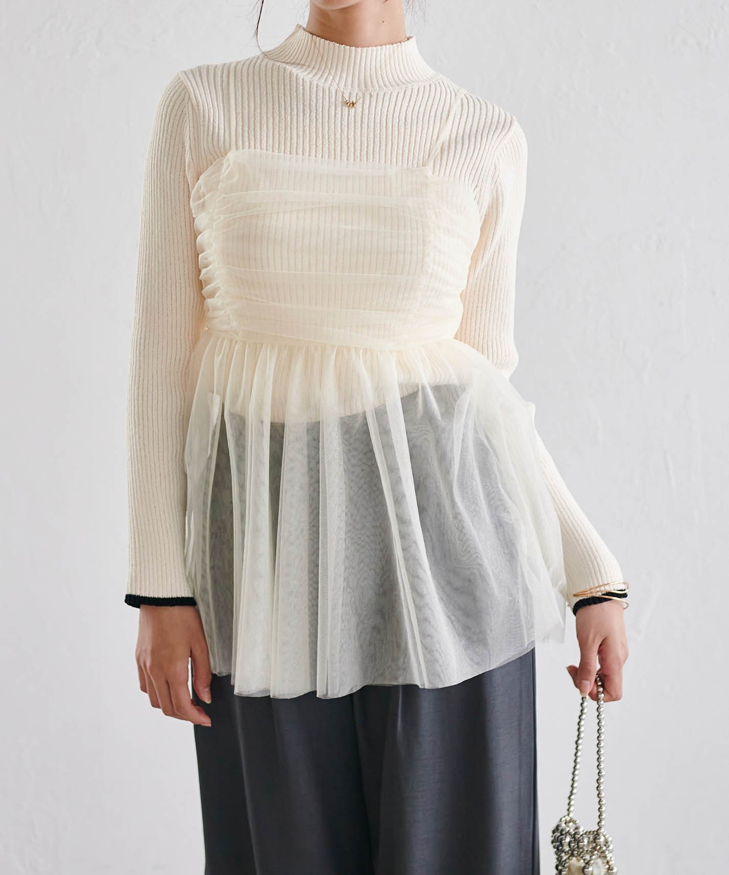 【SALE/19%OFF】Ranan ラメチュールビスチェ ラナン トップス キャミソール ブラック グレー ホワイト