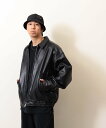 ビームス BEAMS BEAMS / レザー ブルゾン 24SS 春アウター ビームス メン ジャケット・アウター ブルゾン・ジャンパー ブラック【送料無料】