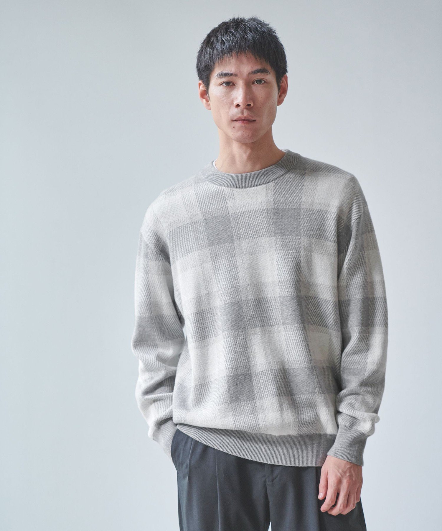 【SALE/60%OFF】UNITED ARROWS green label relaxing チェック ジャカード クルーネック ニット ユナイテッドアローズ...